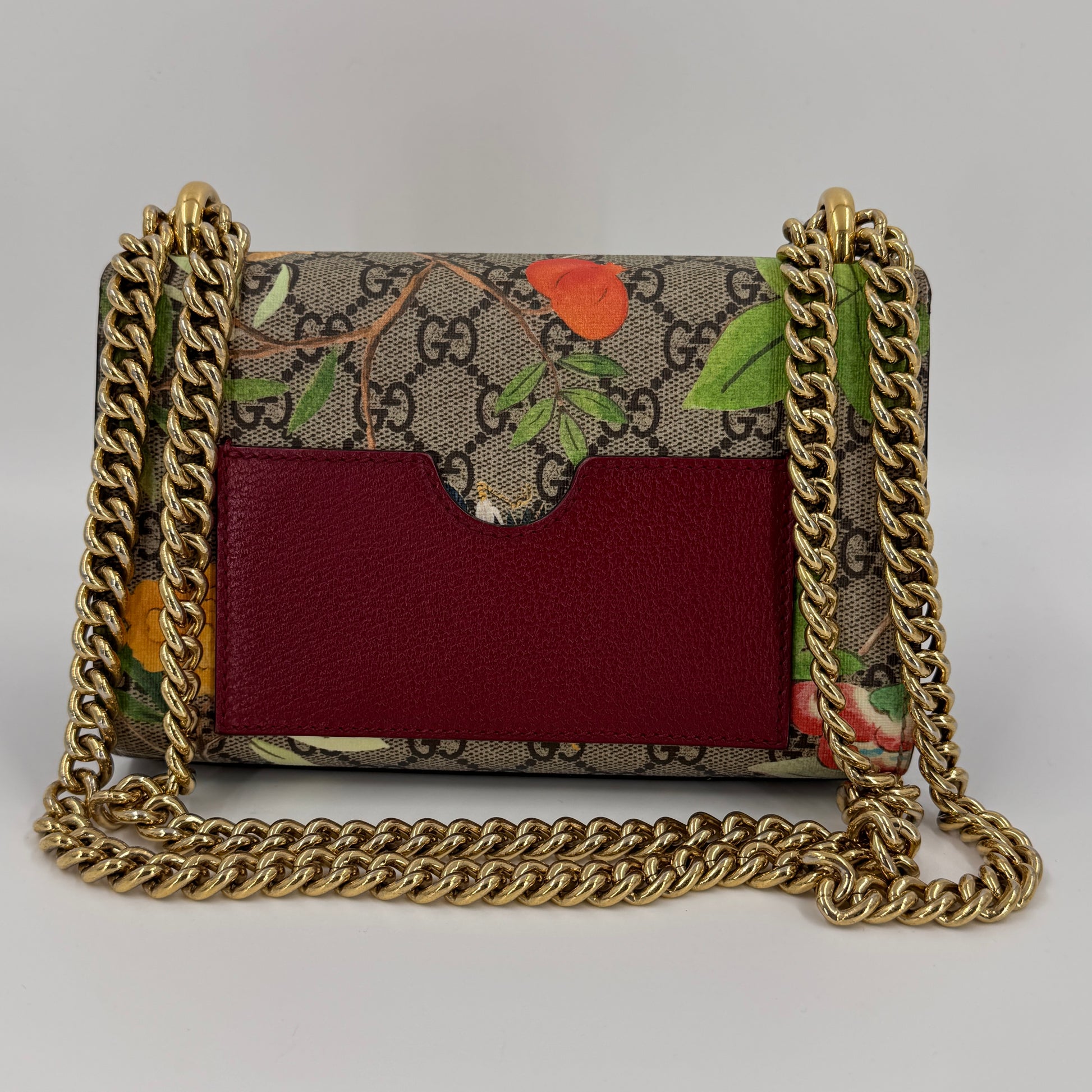 Grain De Poudre Matelasse Chevron Monogram Chain Wallet Palissandre