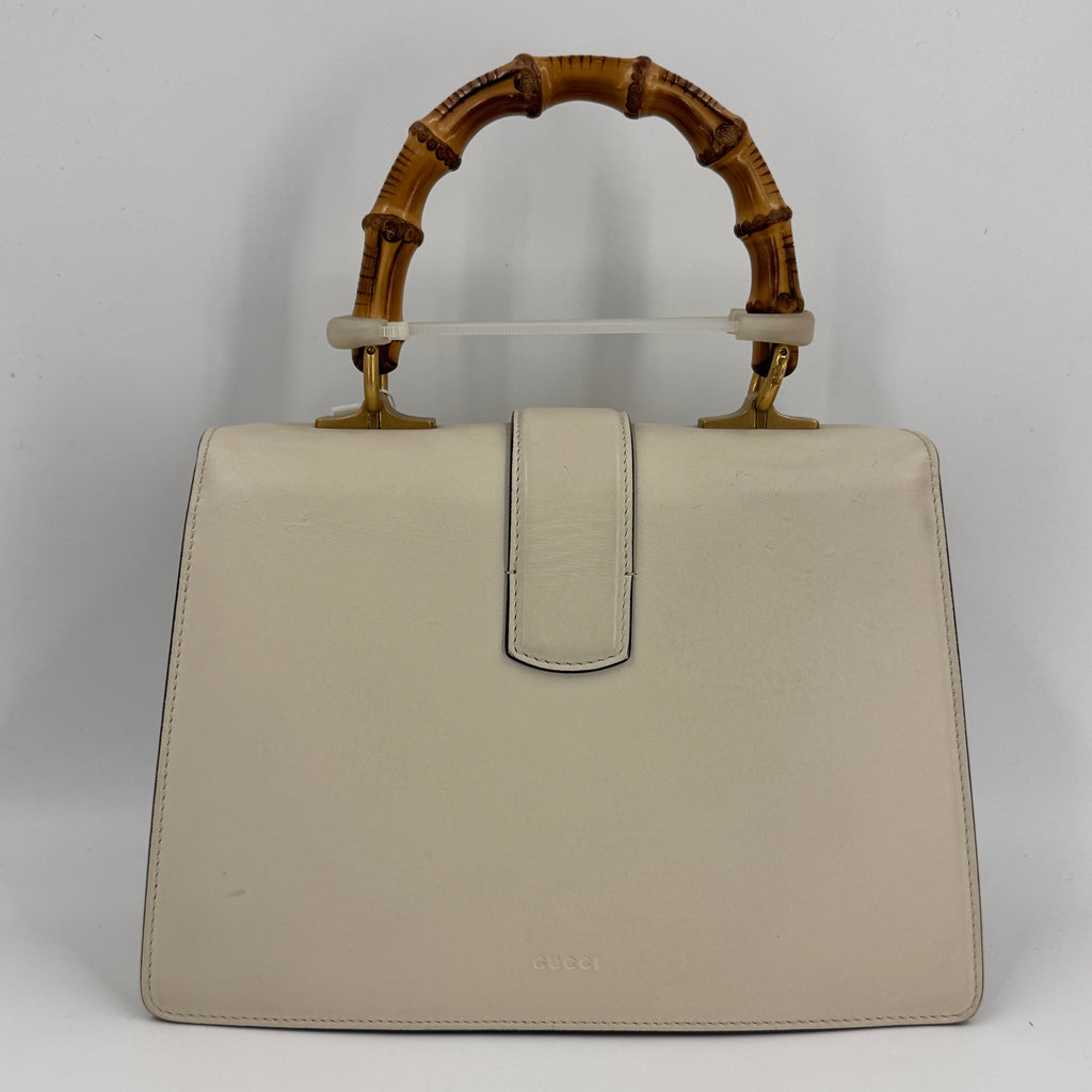 Calfskin Bamboo Web Medium Dionysus Top Handle Bag White Blue Hibiscus Red NJ