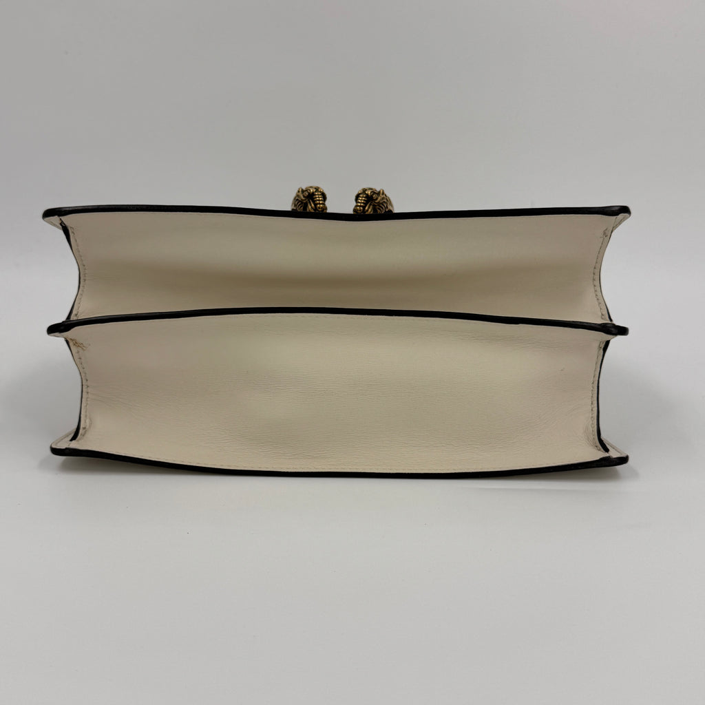Calfskin Bamboo Web Medium Dionysus Top Handle Bag White Blue Hibiscus Red NJ