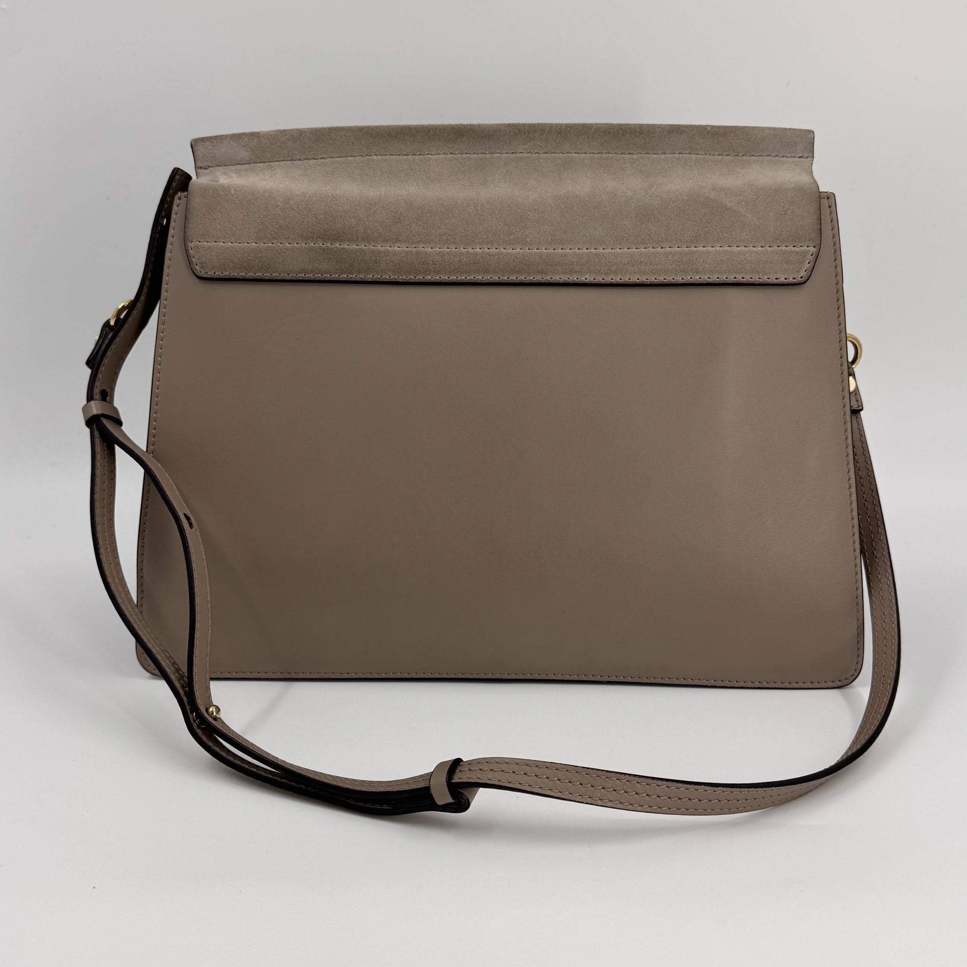 Calfskin Suede Medium Faye Shoulder Bag Motty Grey NJ