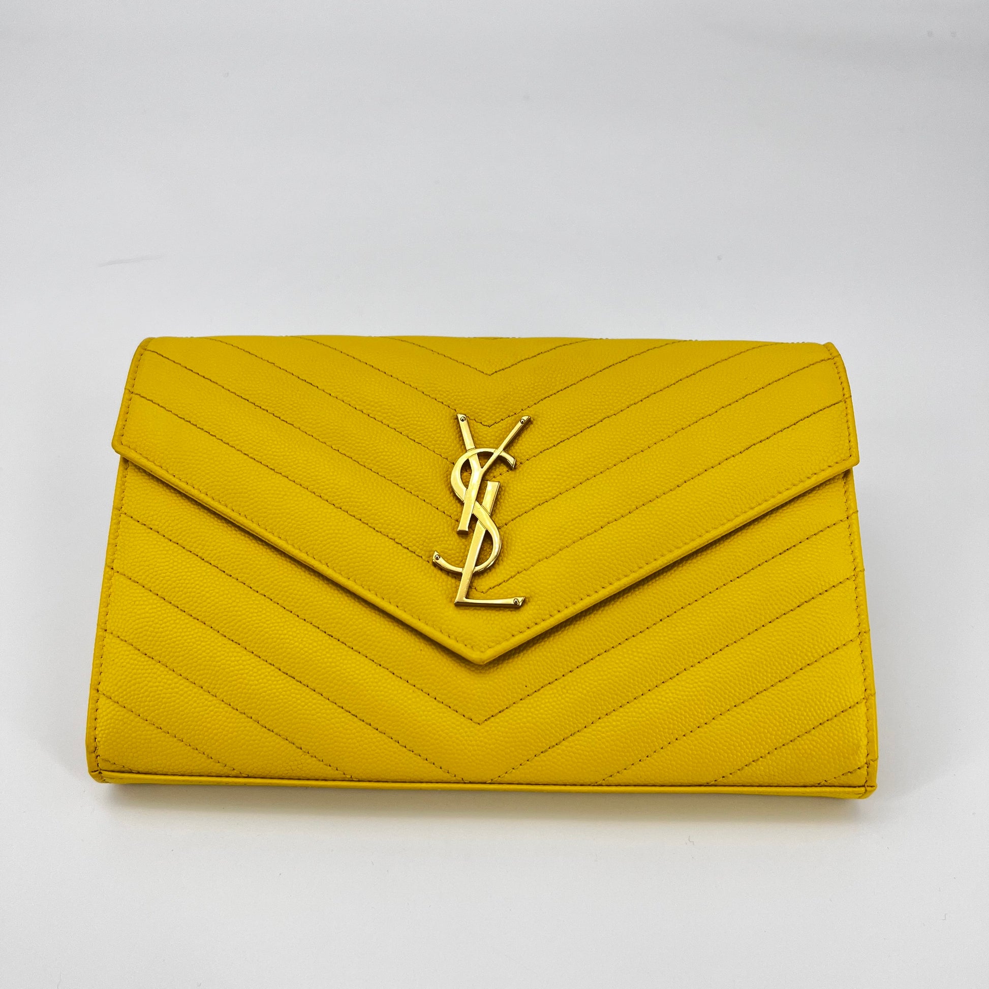 Classic Monogram Wallet on Chain Matelasse Chevron Leather Small twins