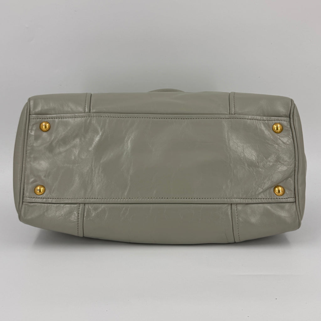 Vitello Shine Leather Top Handle Bag NJ