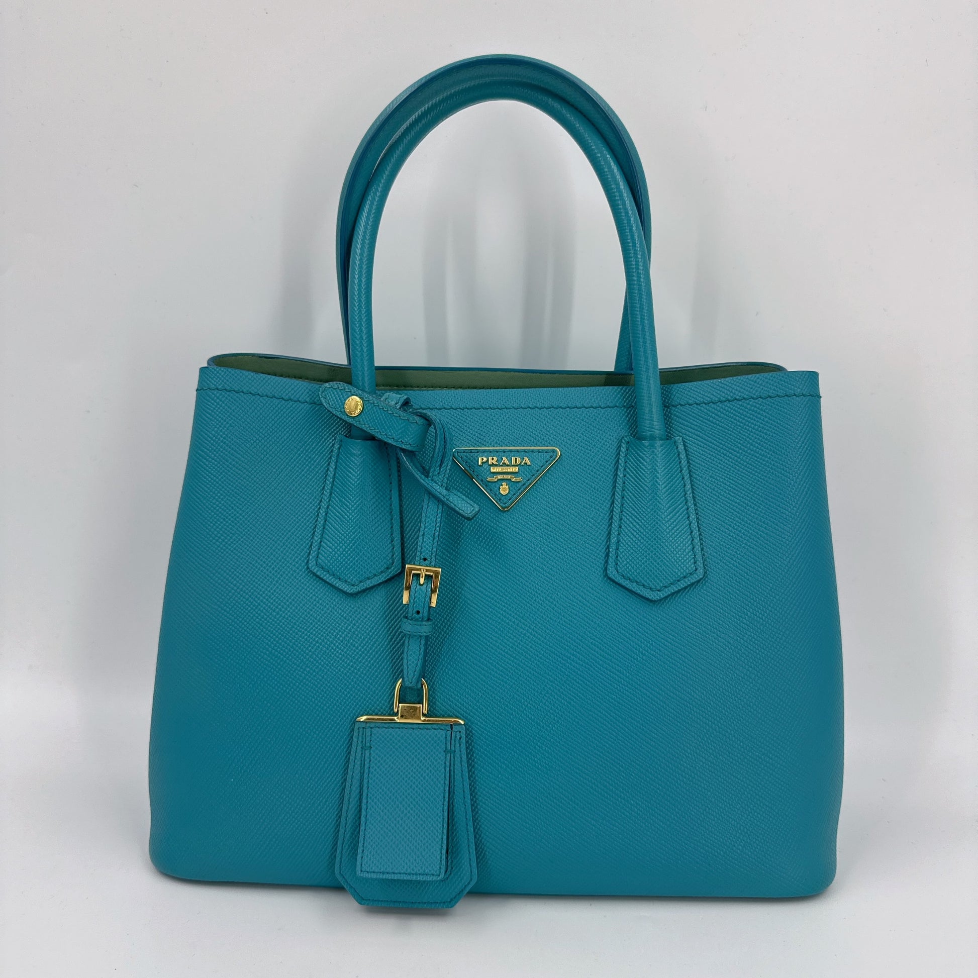 Saffiano Cuir Small Double Bag Turchese Acquamarina NJ