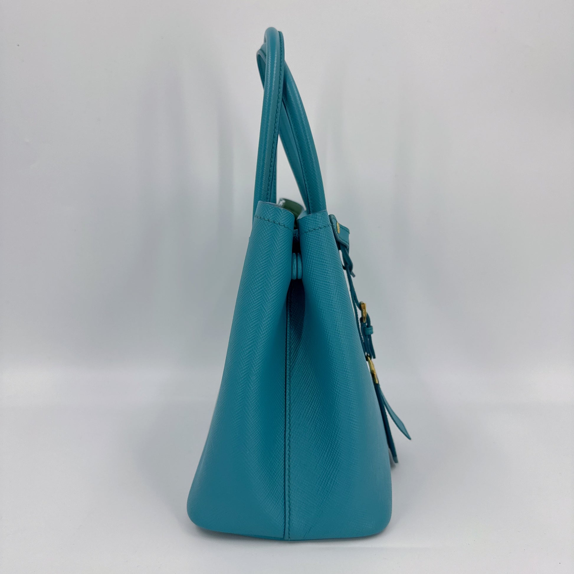 Saffiano Cuir Small Double Bag Turchese Acquamarina NJ