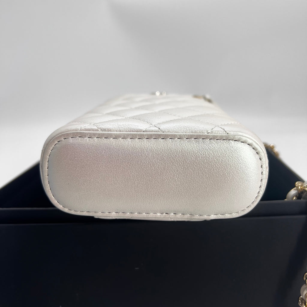 Classic Vanity Phone Holder with Chain Quilted Caviar Twins