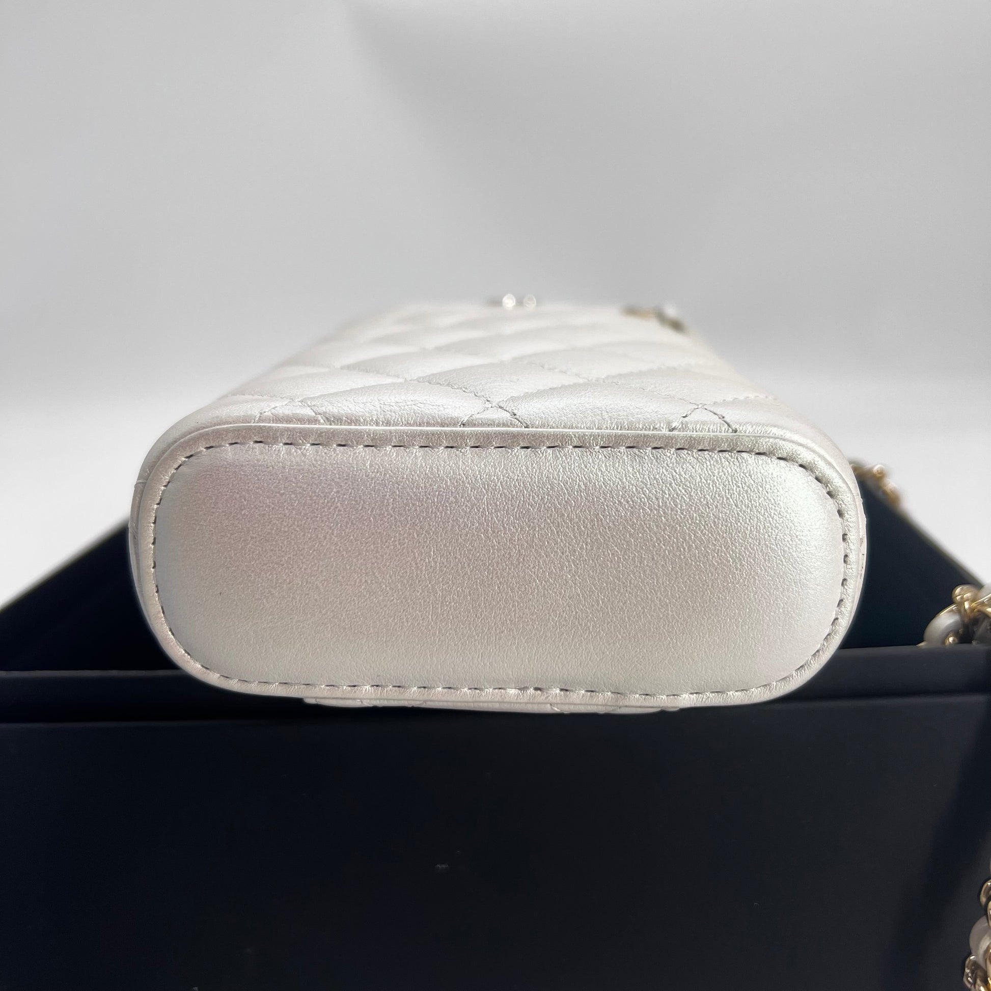 Classic Vanity Phone Holder with Chain Quilted Caviar Twins