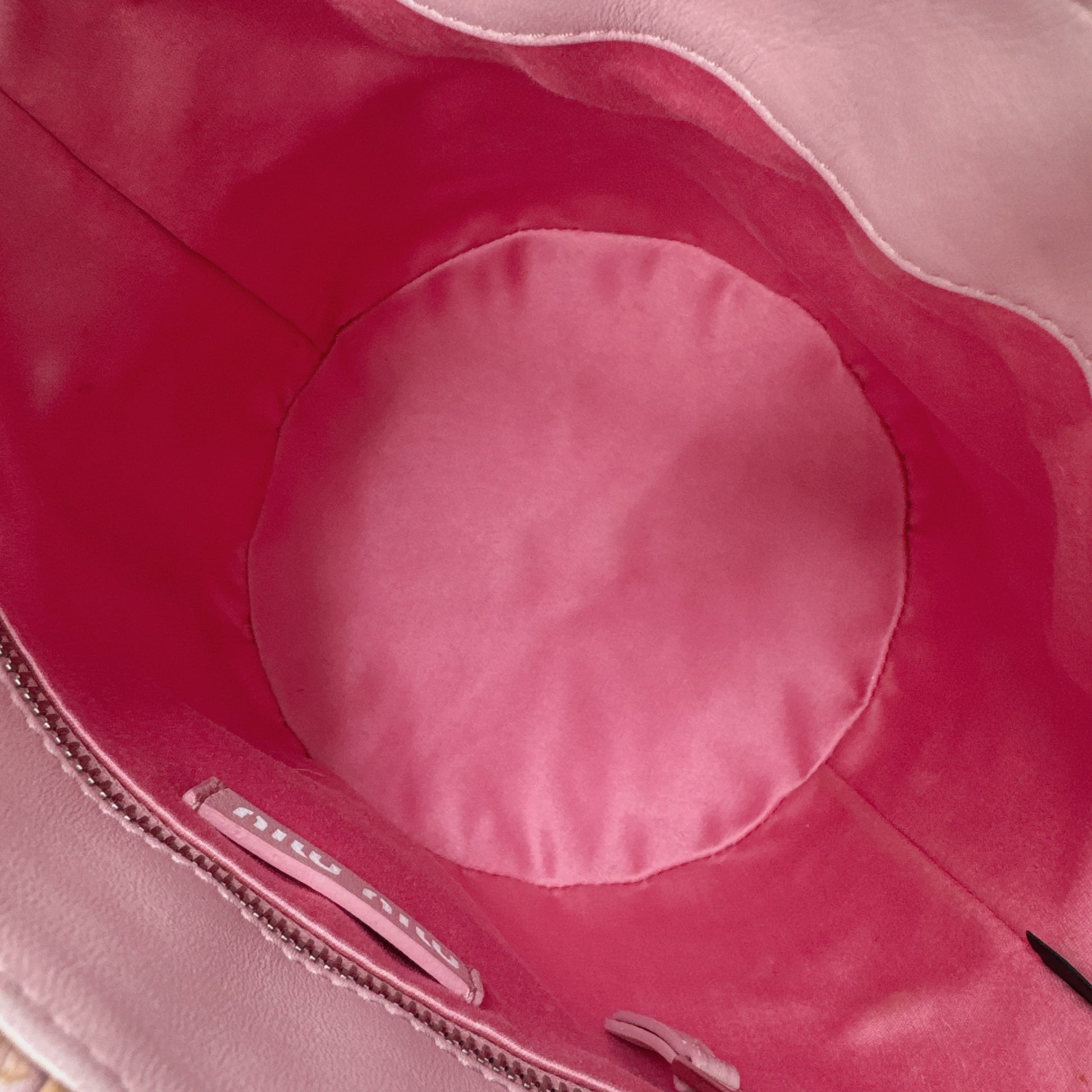 Nappa Matelasse Wicker Basket Bag Rosa Miele NJ