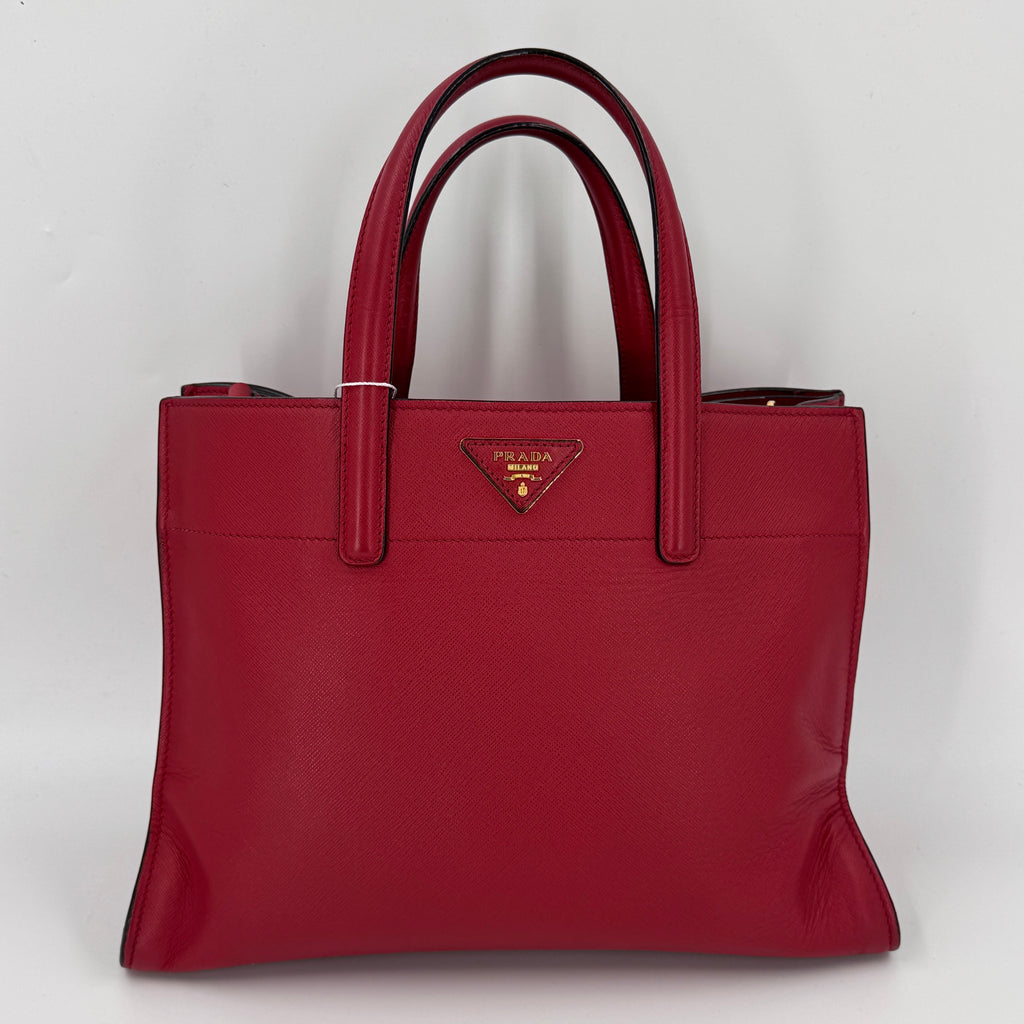 Saffiano Soft Triple Pocket Tote Rosso NJ