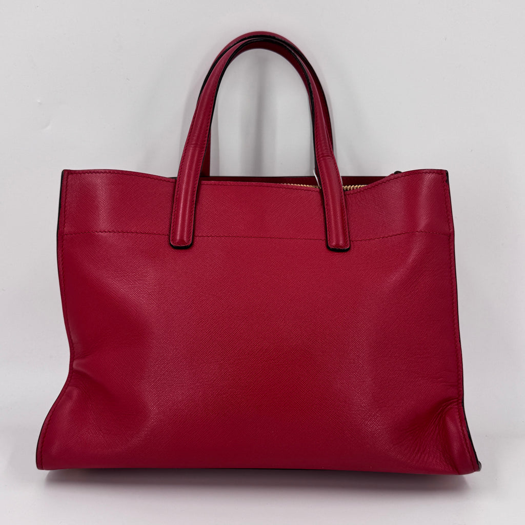 Saffiano Soft Triple Pocket Tote Rosso NJ