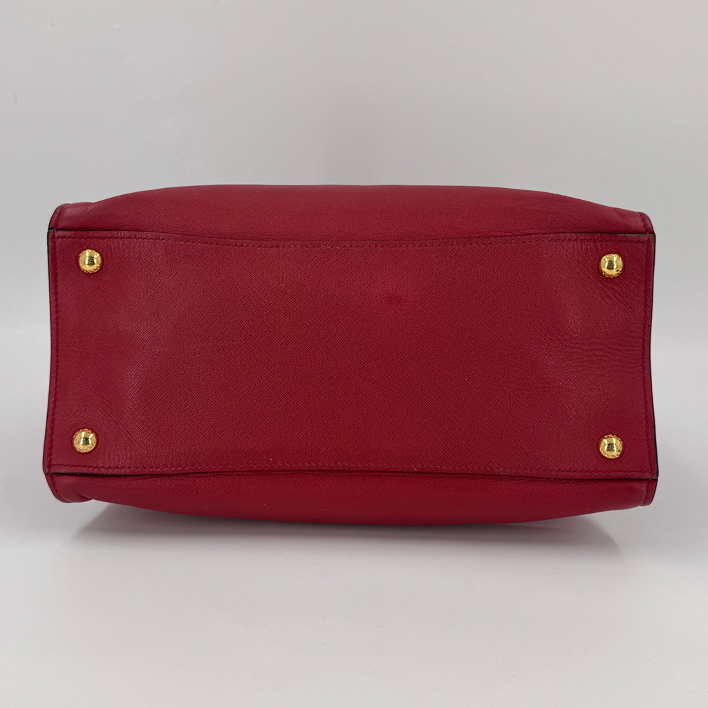 Saffiano Soft Triple Pocket Tote Rosso NJ