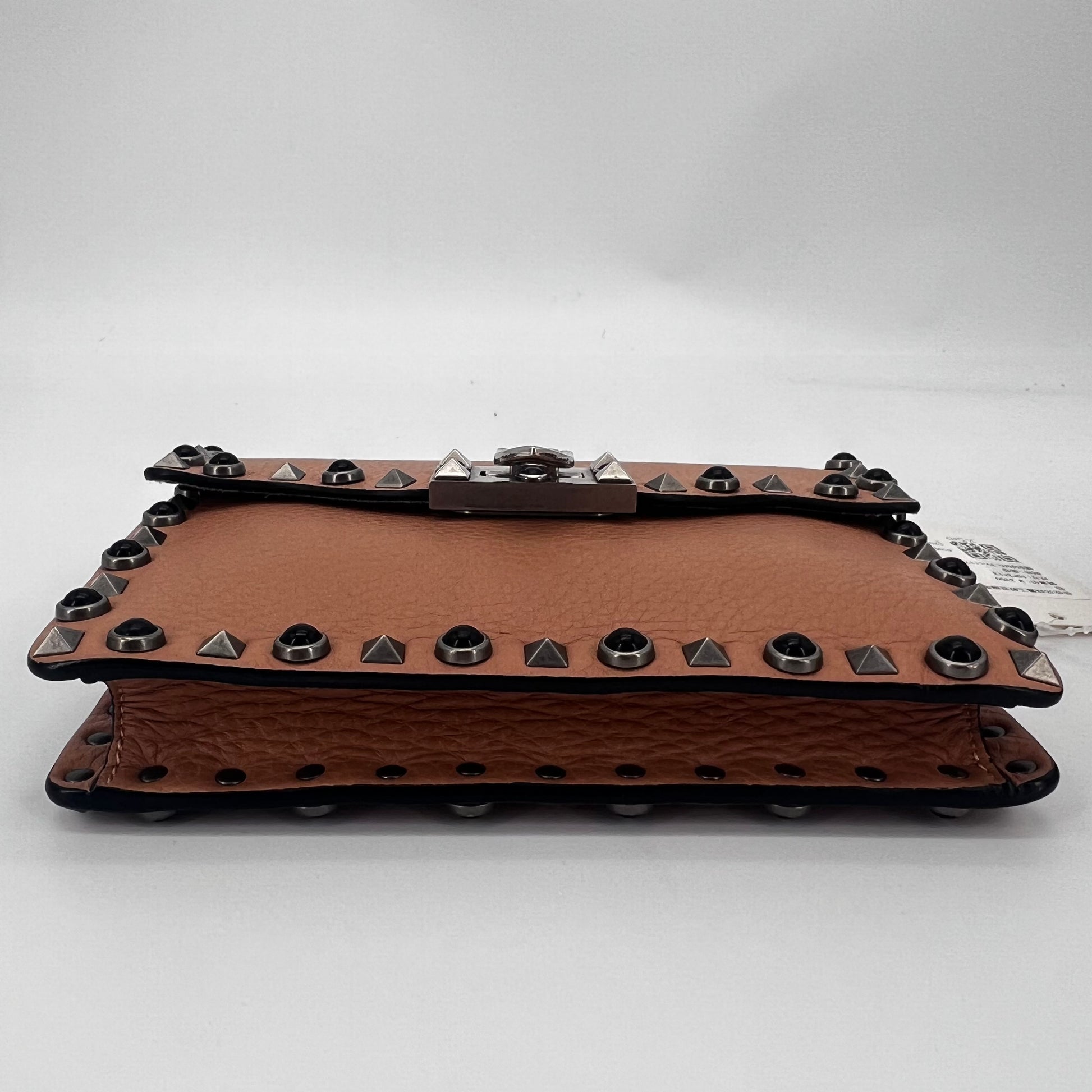 Rolling Rockstud Flip Lock Flap Bag Leather with Cabochons Small Twins