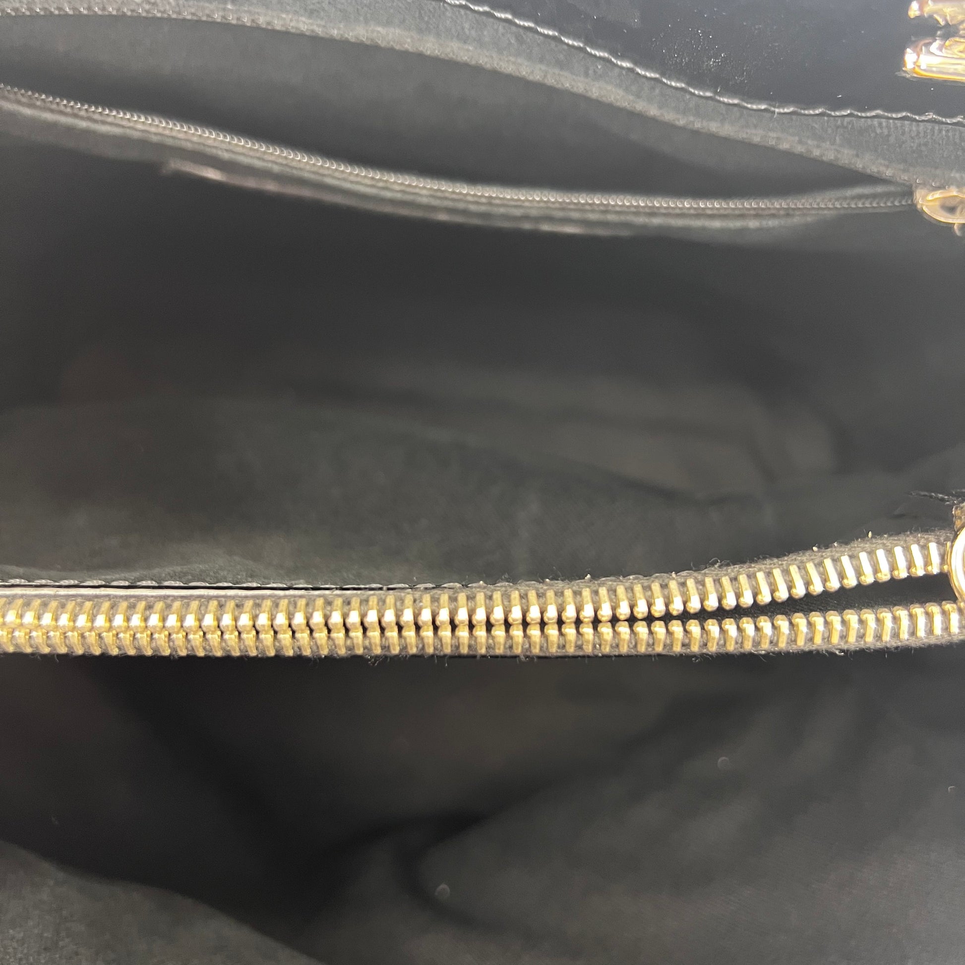 Black Quilted Patent Leather North/South Tote Bag Twins