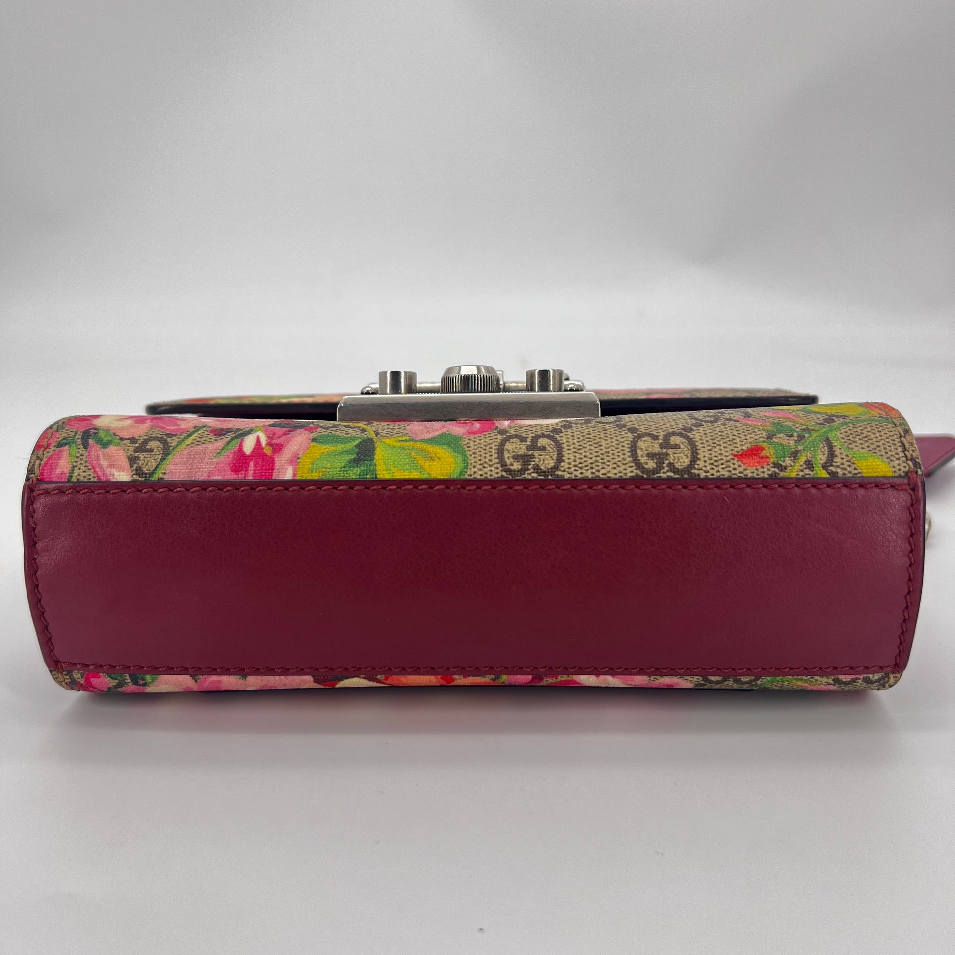 Padlock Shoulder Bag Blooms Print GG Coated Canvas Small - twins
