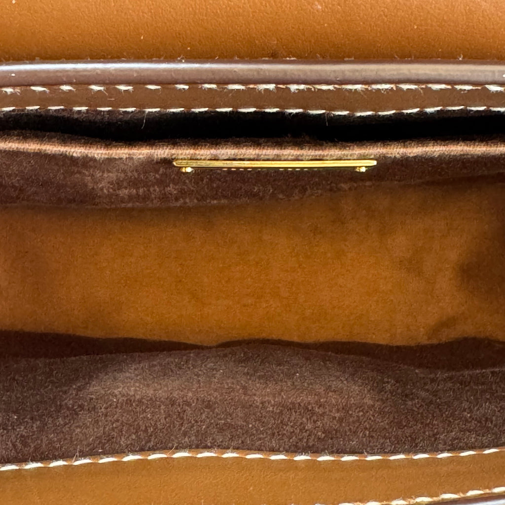 City Calf Snap Lock Shoulder Bag Cognac