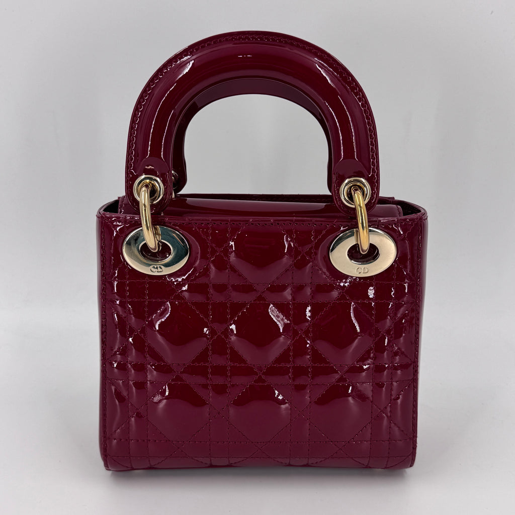 Patent Cannage Mini Lady Dior Red NJ