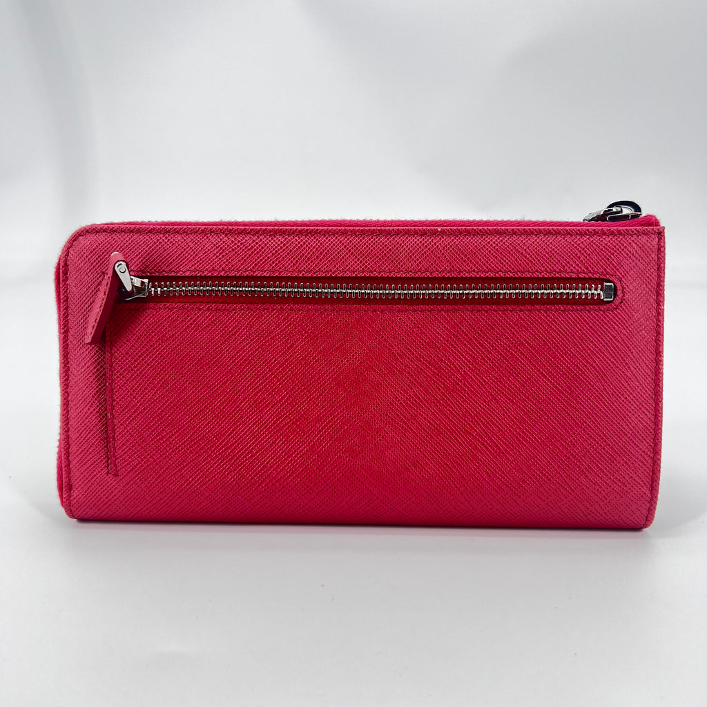 Zip Around Wallet Saffiano Leather Long Twins