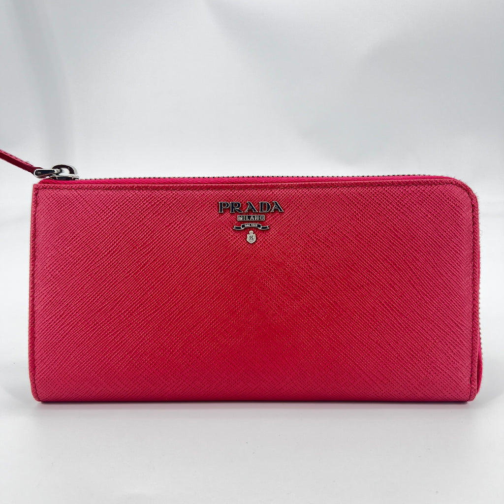 Zip Around Wallet Saffiano Leather Long Twins
