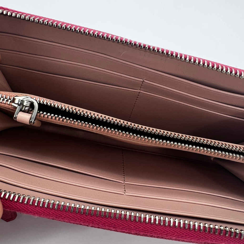 Zip Around Wallet Saffiano Leather Long Twins