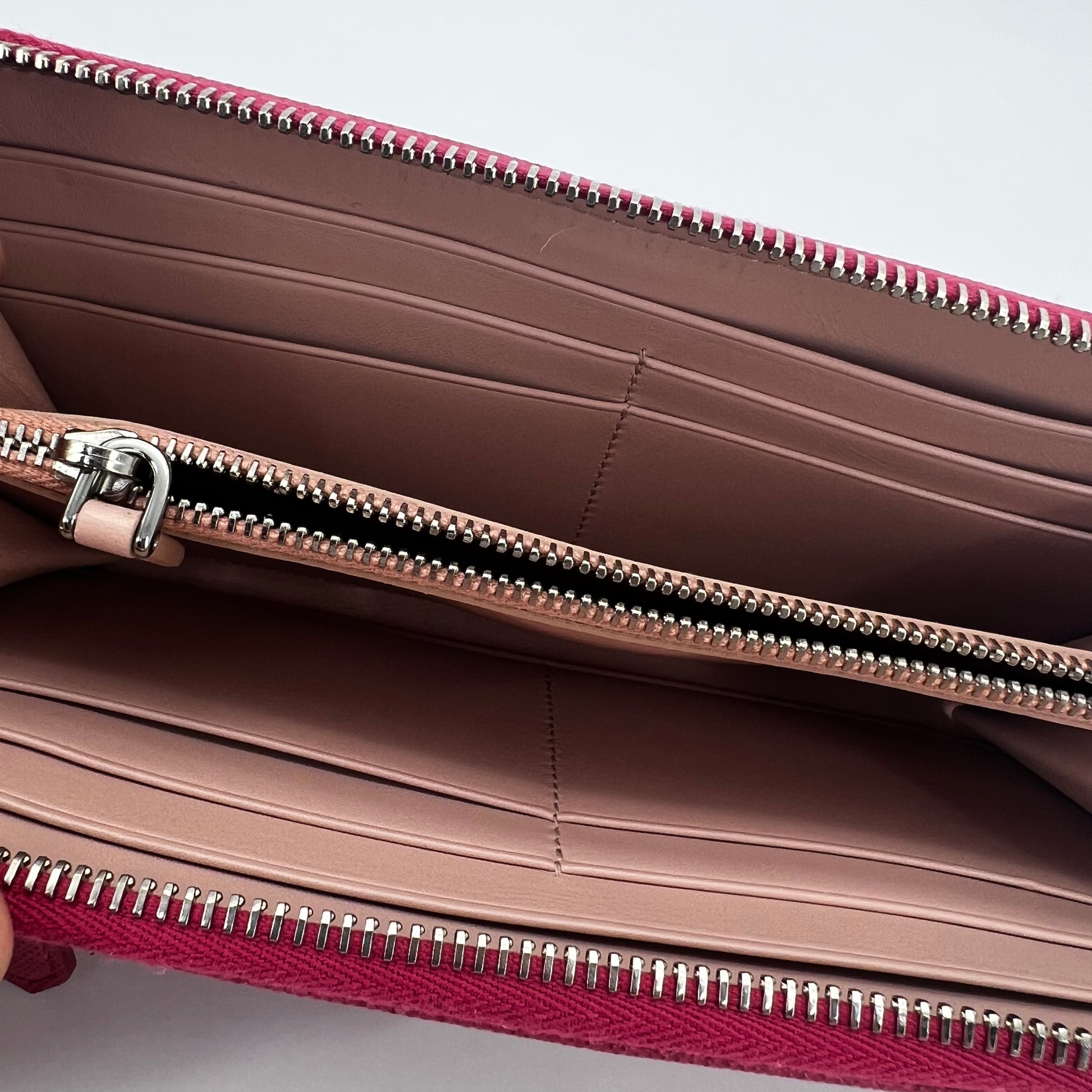 Zip Around Wallet Saffiano Leather Long Twins