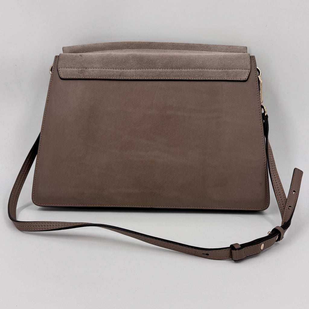 Calfskin Suede Medium Faye Shoulder Bag Motty Grey NJ