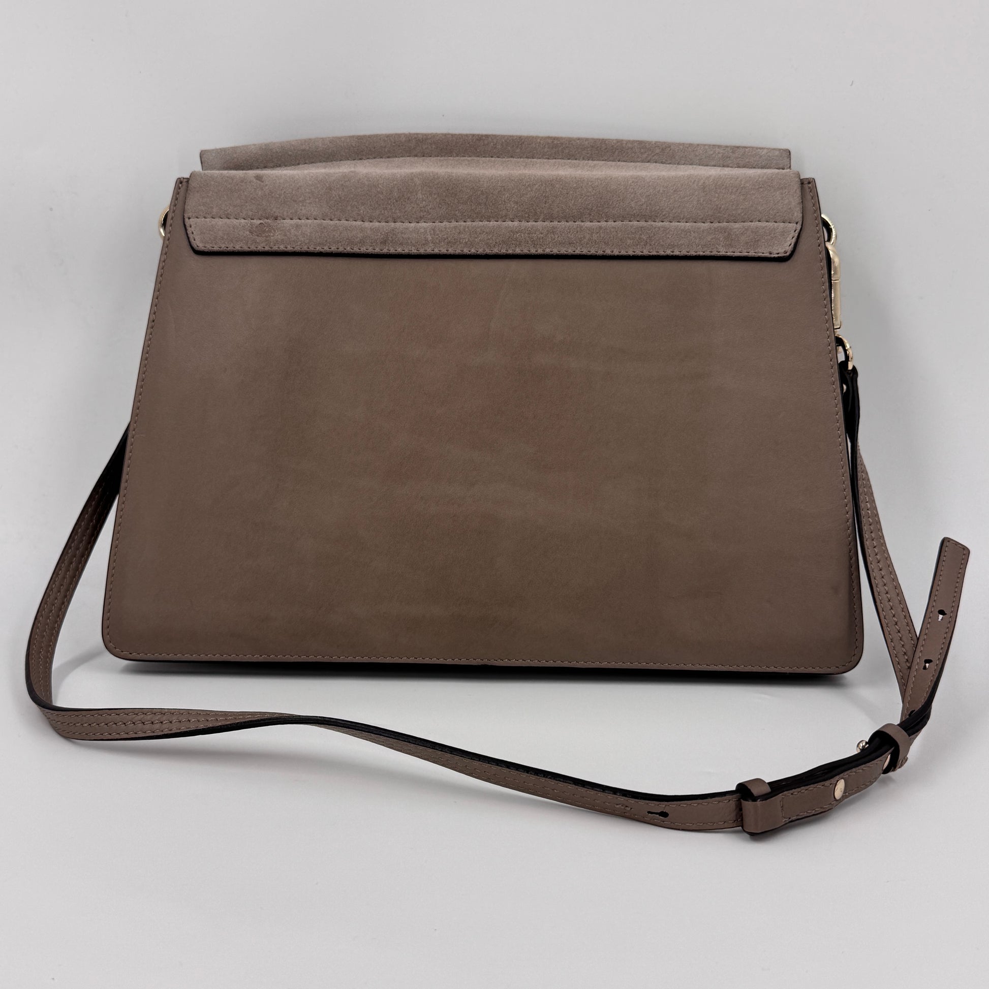 Calfskin Suede Medium Faye Shoulder Bag Motty Grey NJ