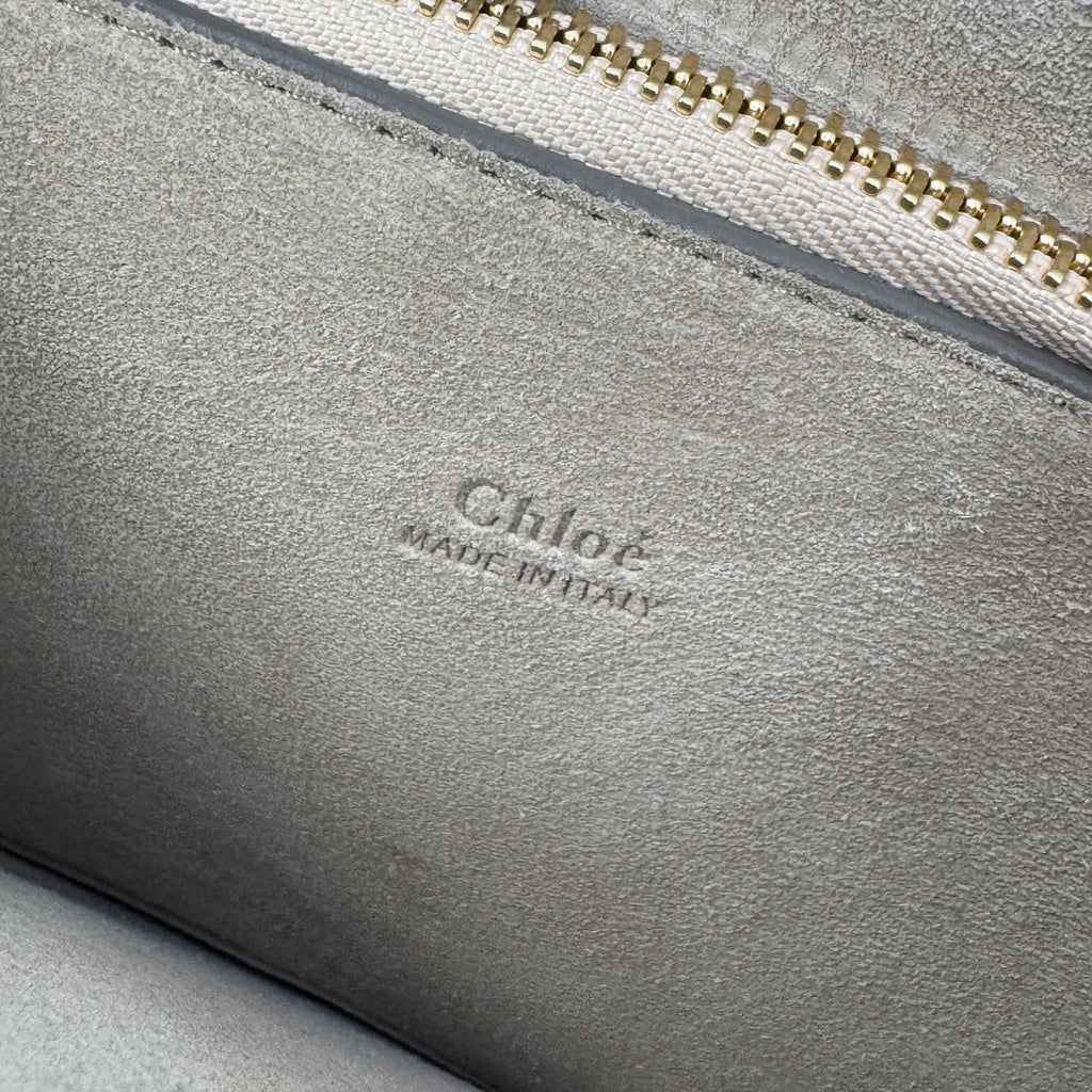 Calfskin Suede Medium Faye Shoulder Bag Motty Grey NJ