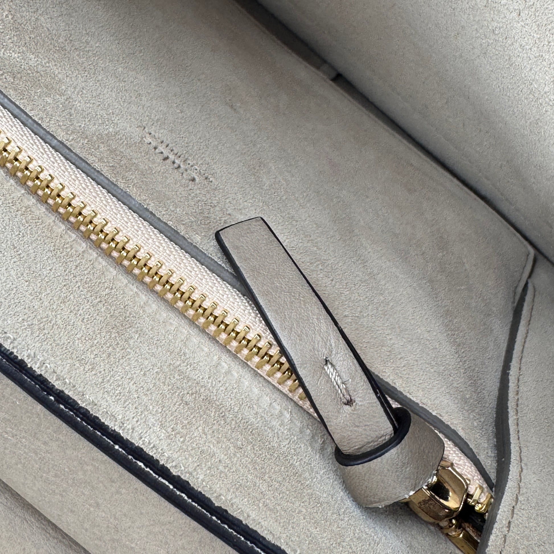 Calfskin Suede Medium Faye Shoulder Bag Motty Grey NJ