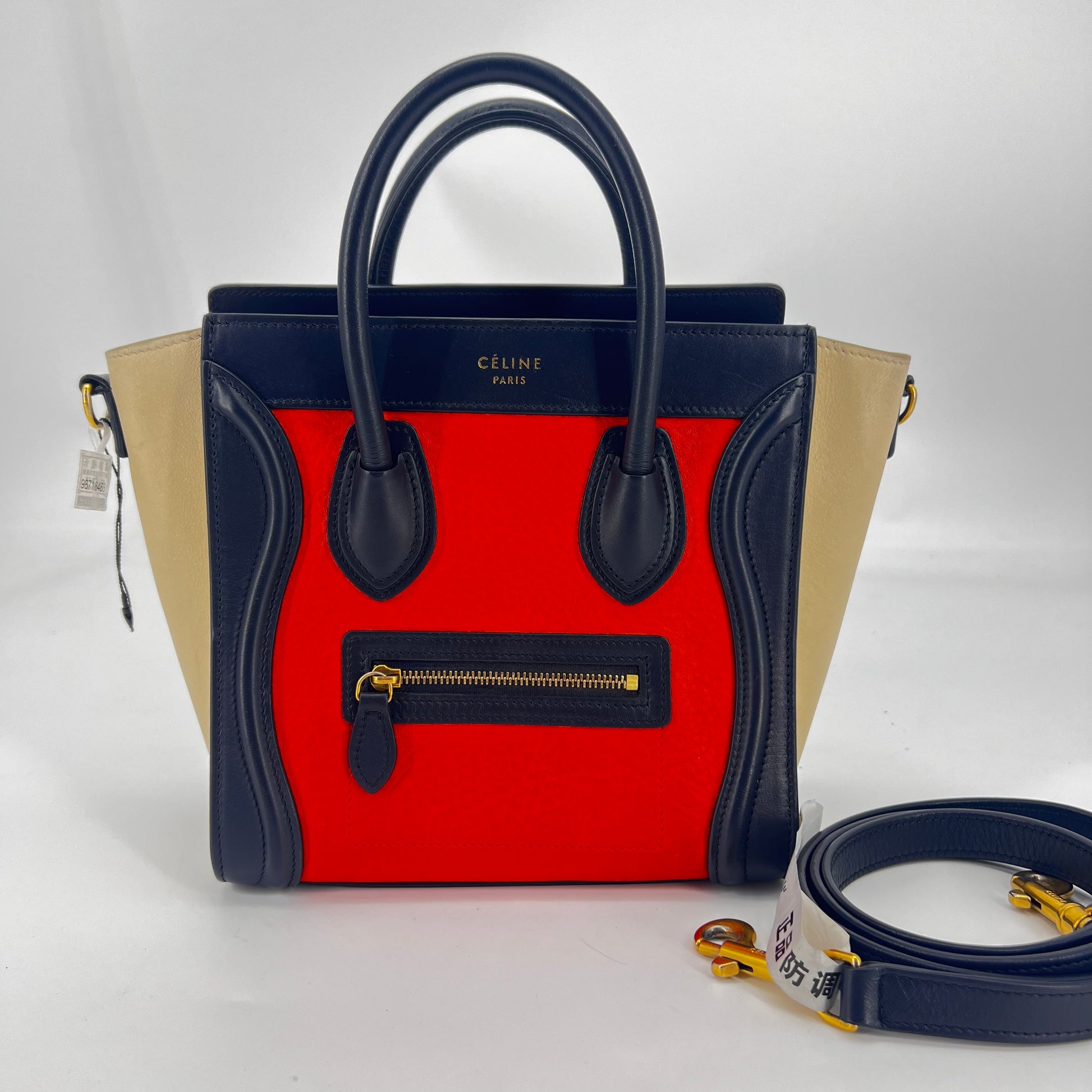 Tricolor Luggage Bag Leather Nano