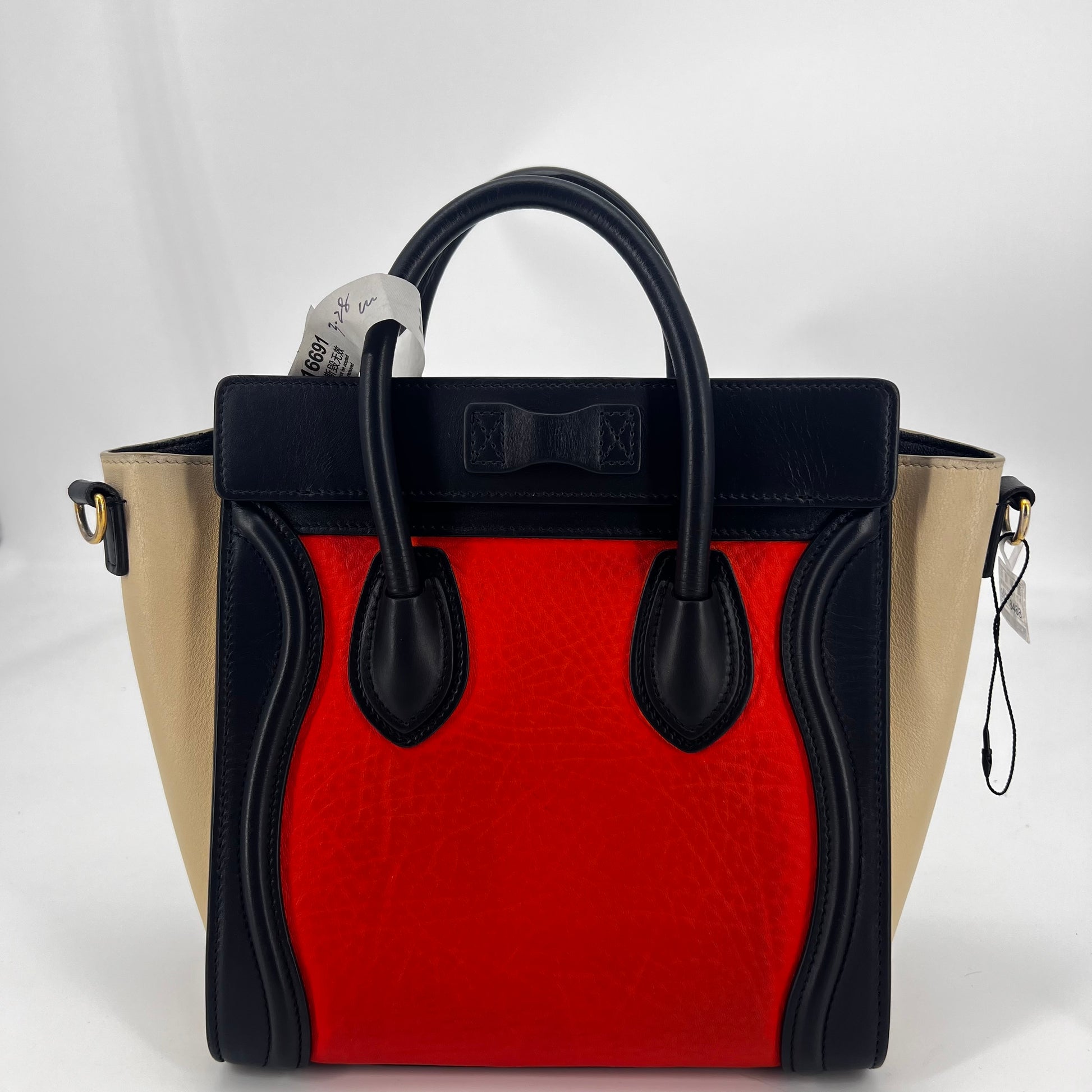 Tricolor Luggage Bag Leather Nano