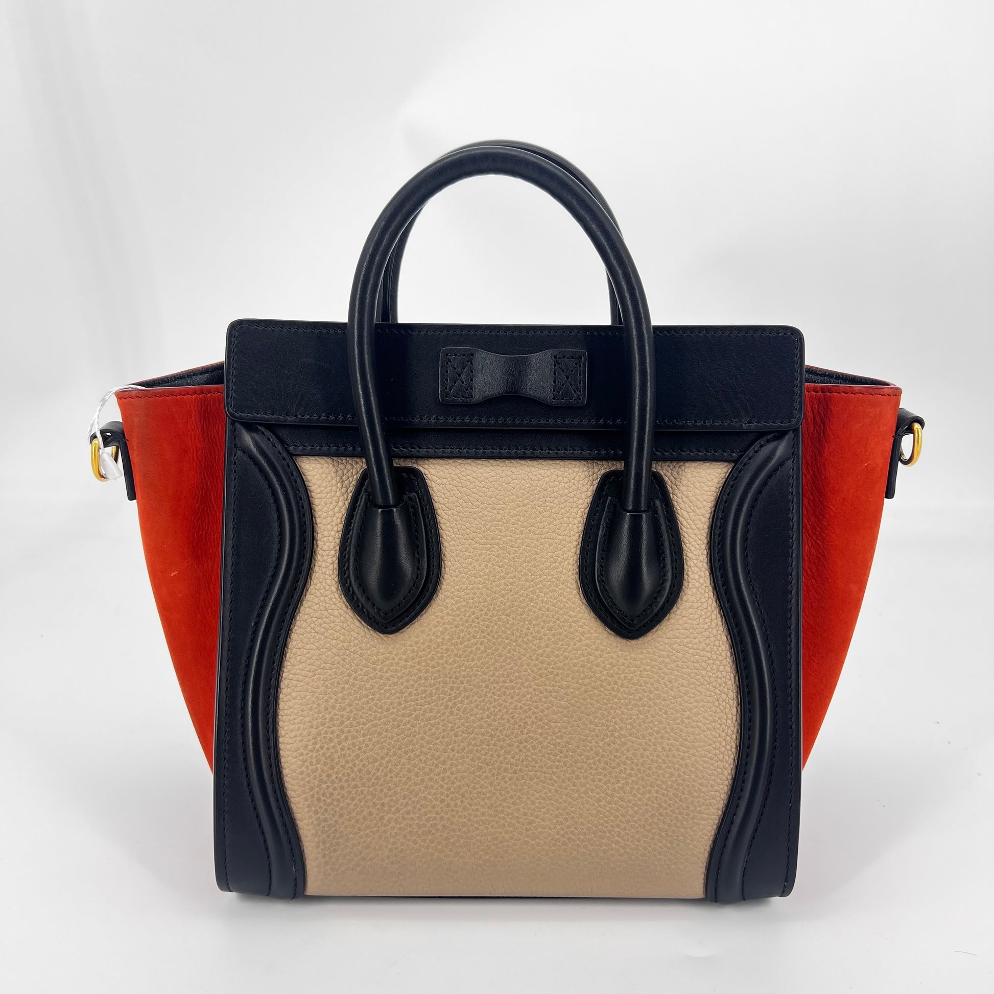 Tricolor Beige Luggage Bag Leather Micro - twins