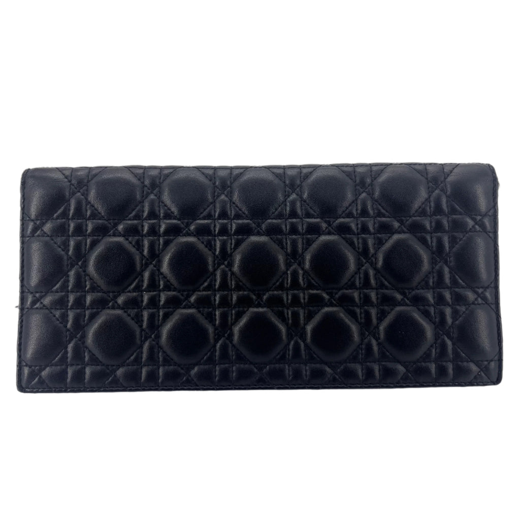Lady Dior Convertible Chain Clutch Cannage Quilt Leather Long Twins