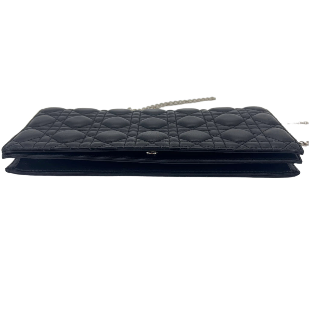 Lady Dior Convertible Chain Clutch Cannage Quilt Leather Long Twins