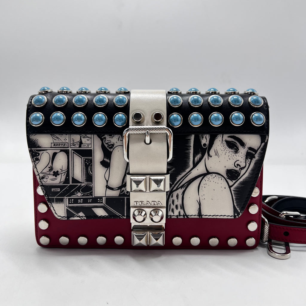 Elektra Shoulder Bag Studded Printed Leather Small Twins