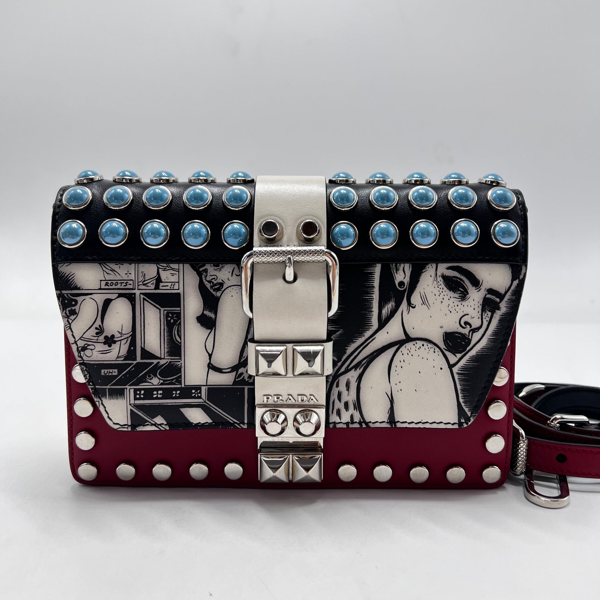 Elektra Shoulder Bag Studded Printed Leather Small Twins
