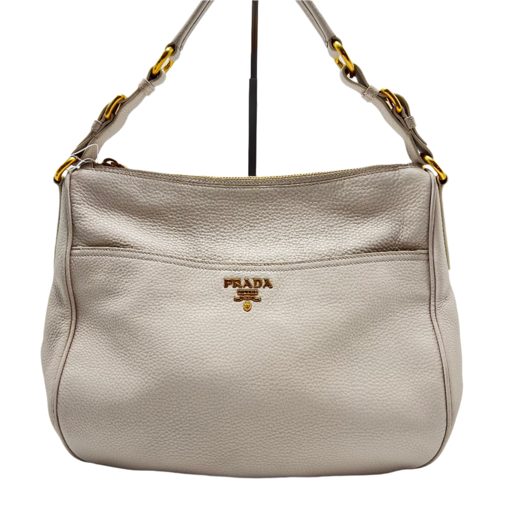 Off White Vitello Daino Leather Zip Hobo - twins