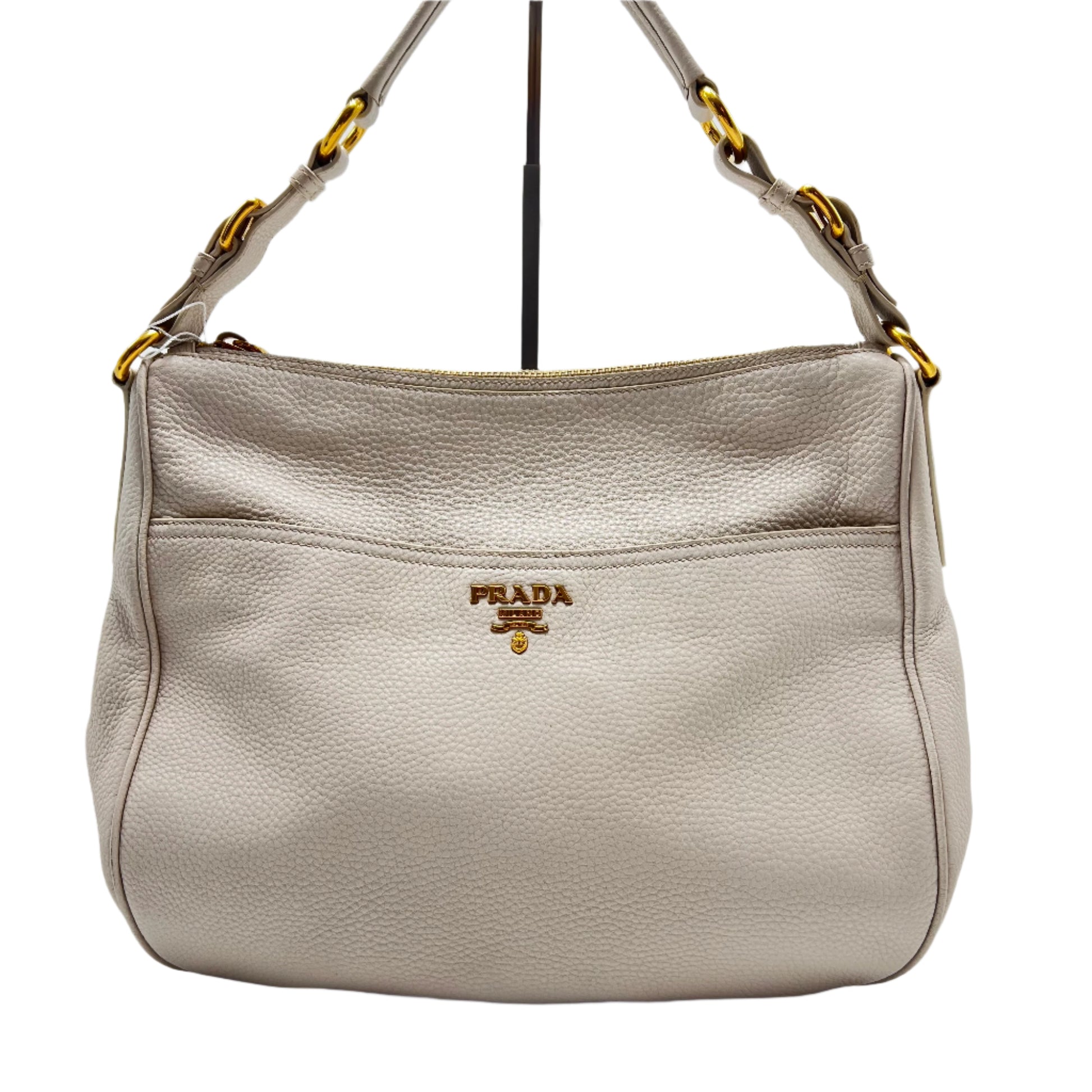 Off White Vitello Daino Leather Zip Hobo - twins