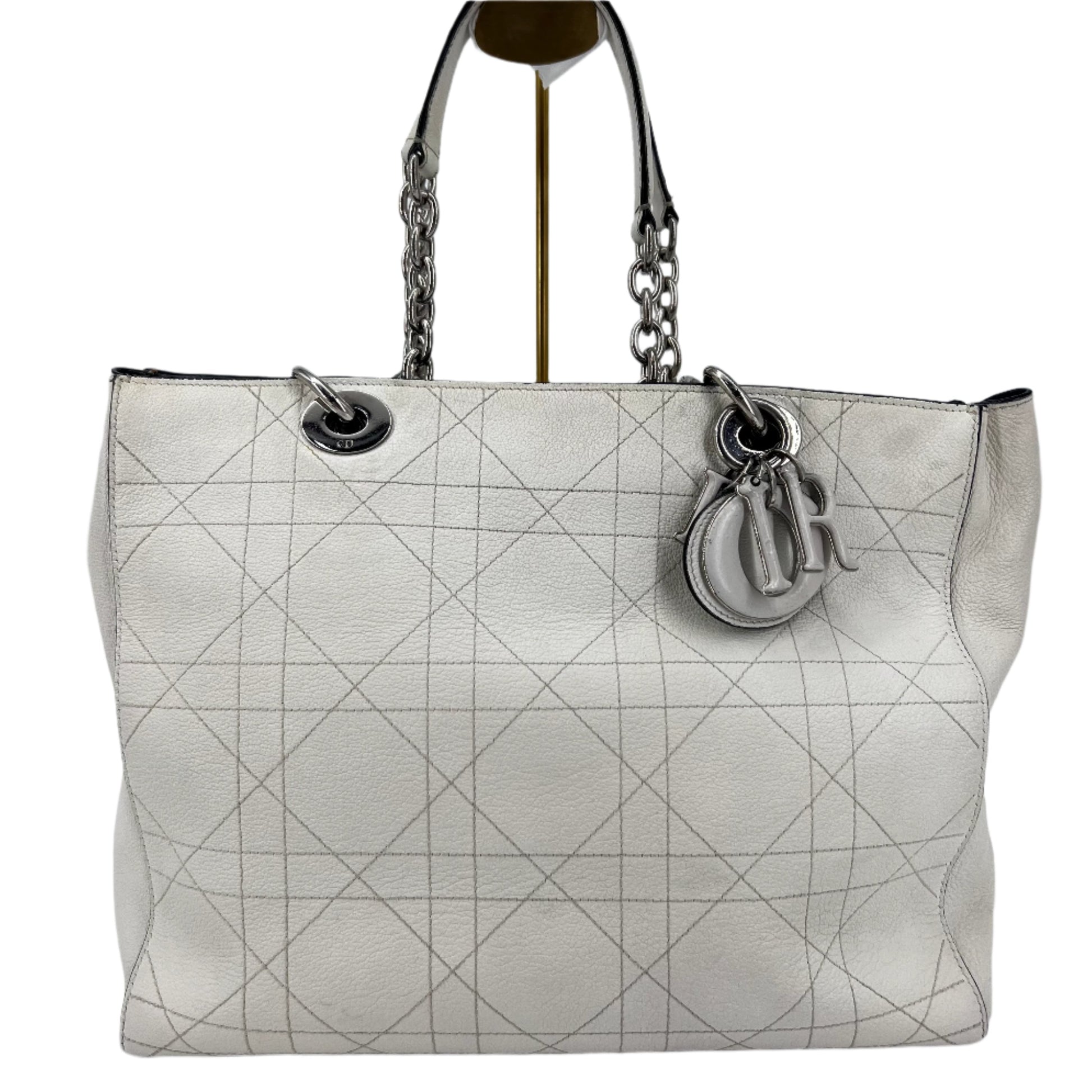 White  Cannage Leather Ultra Dior Tote twins