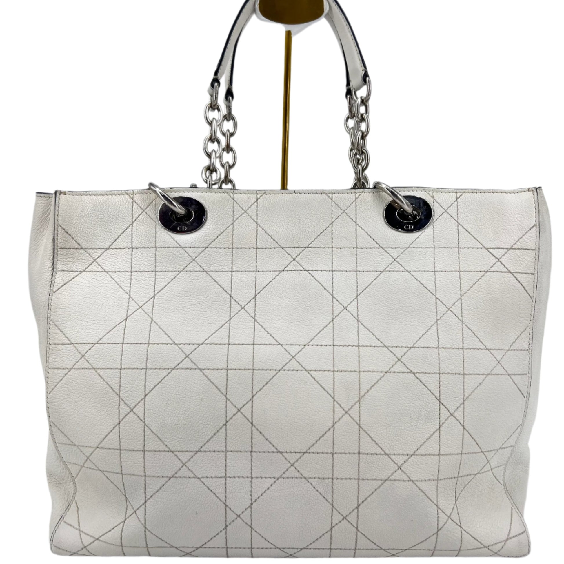 White  Cannage Leather Ultra Dior Tote twins