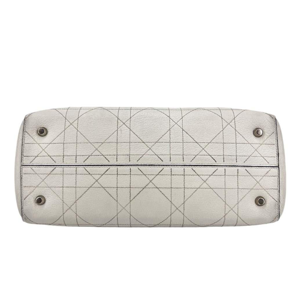 White  Cannage Leather Ultra Dior Tote twins