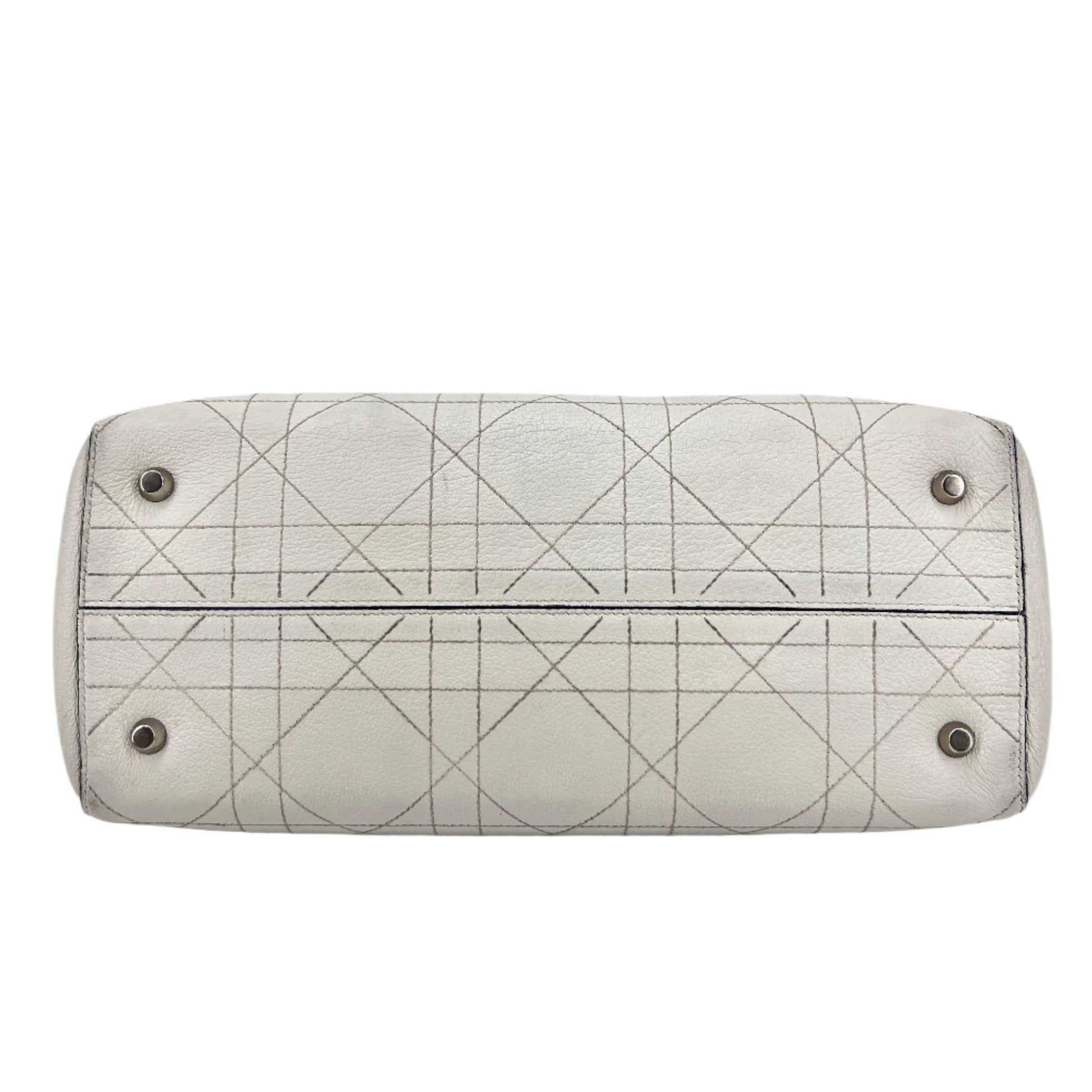 White  Cannage Leather Ultra Dior Tote twins