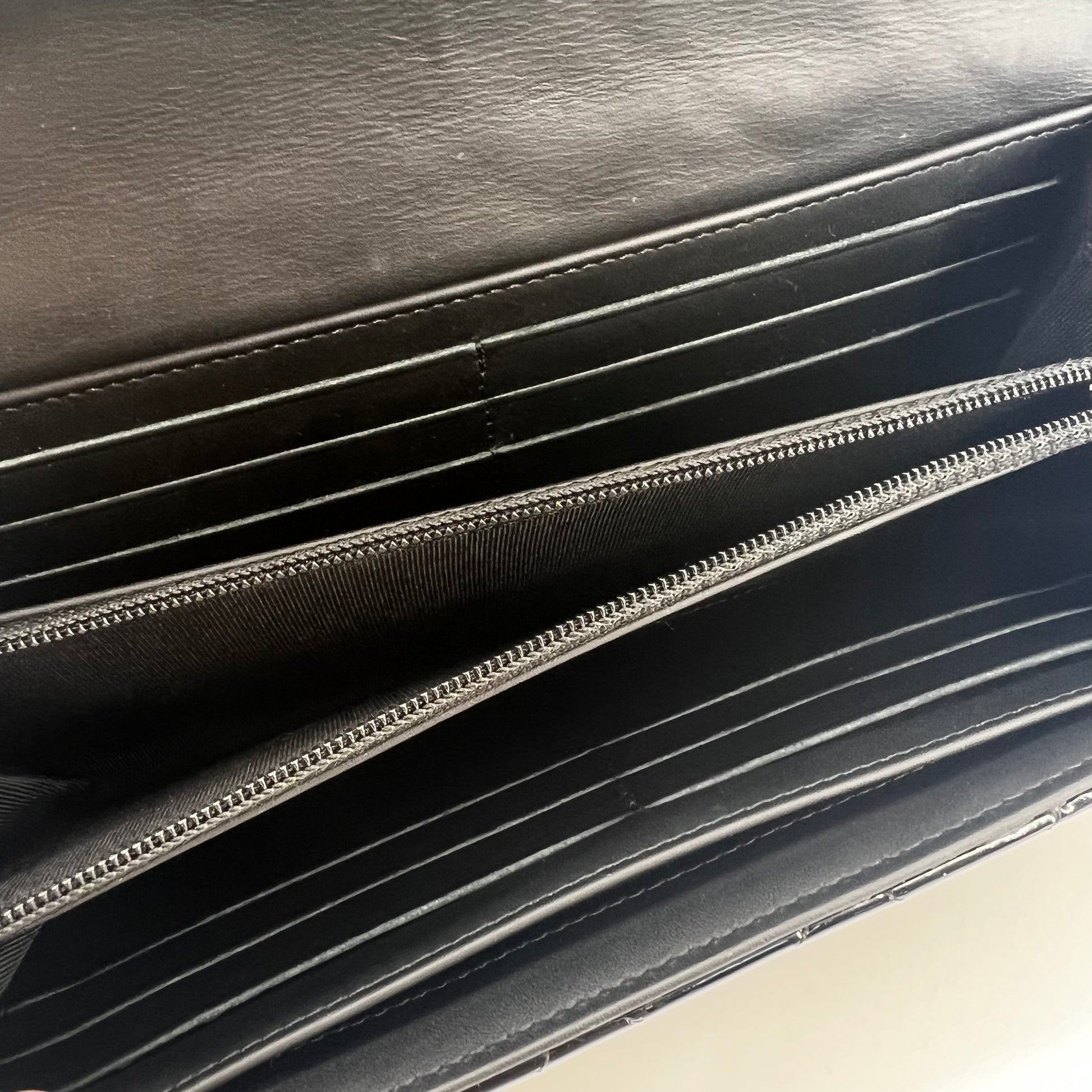 CC Gusset Flap Wallet Quilted Patent Long Twins