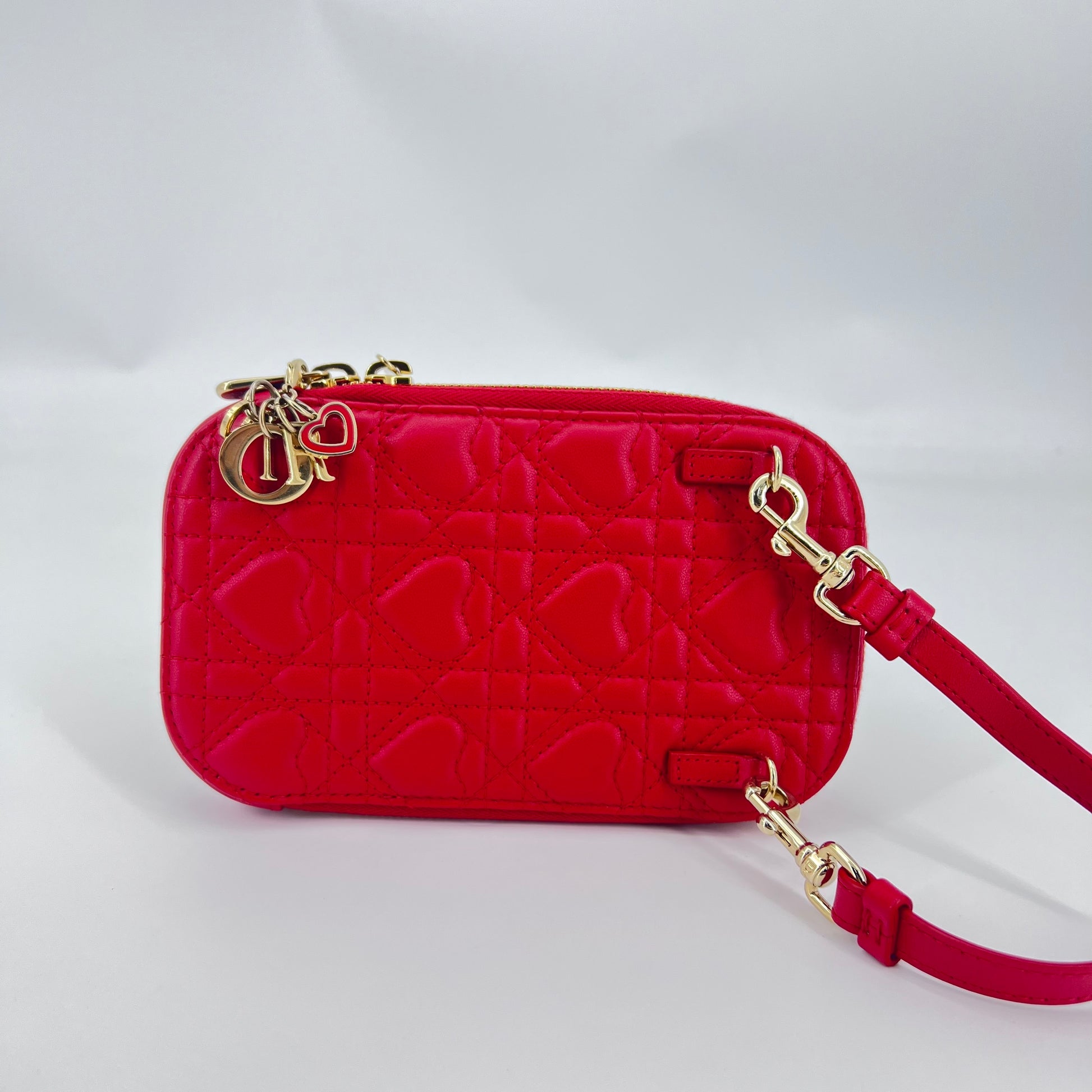 Lady Dior Phone Holder on Chain Cannage Quilt Lambskin Twins
