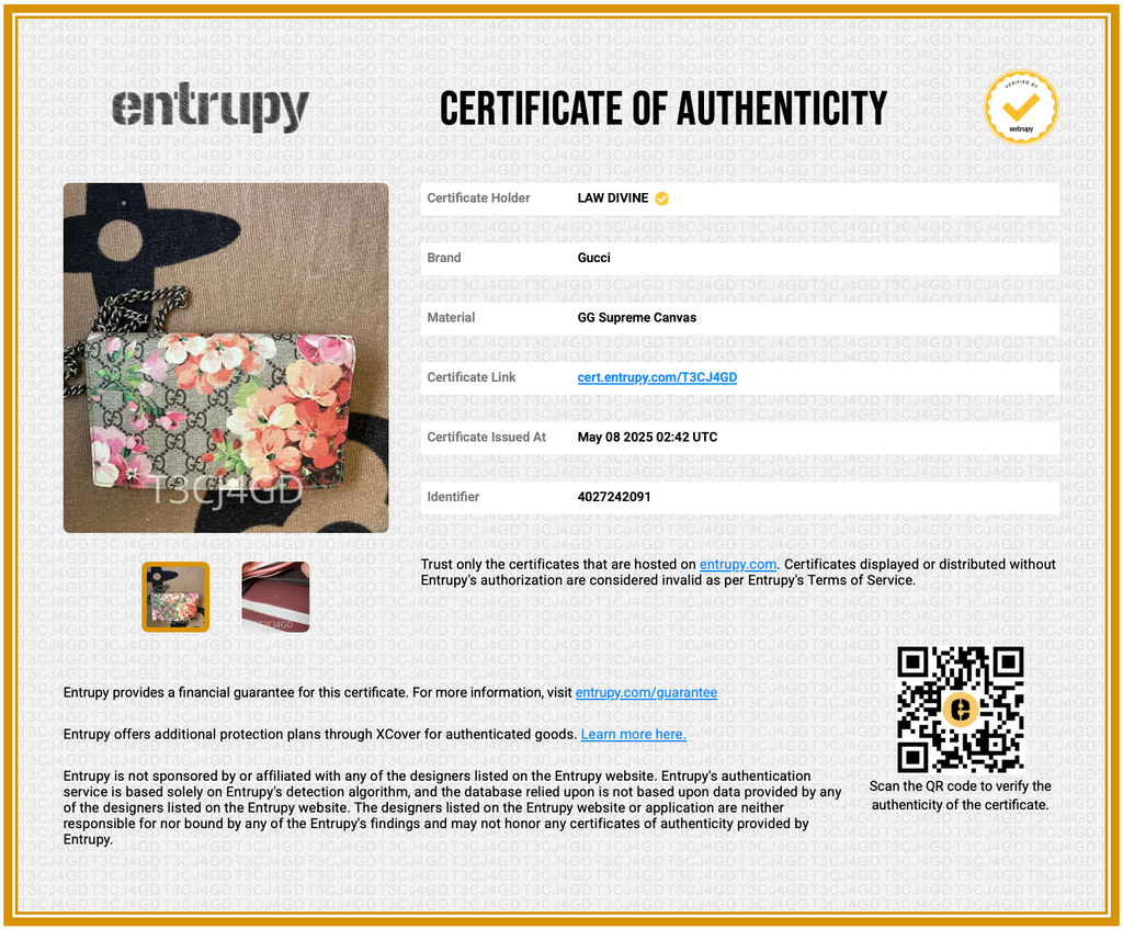 Chain Wallet Blooms Print GG Coated Canvas