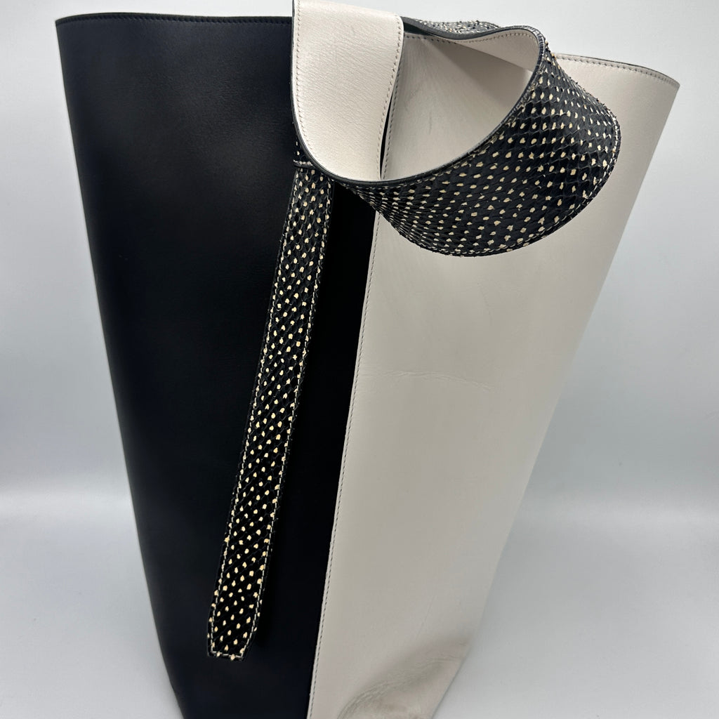 Twisted Cabas Tote Leather with Python Small