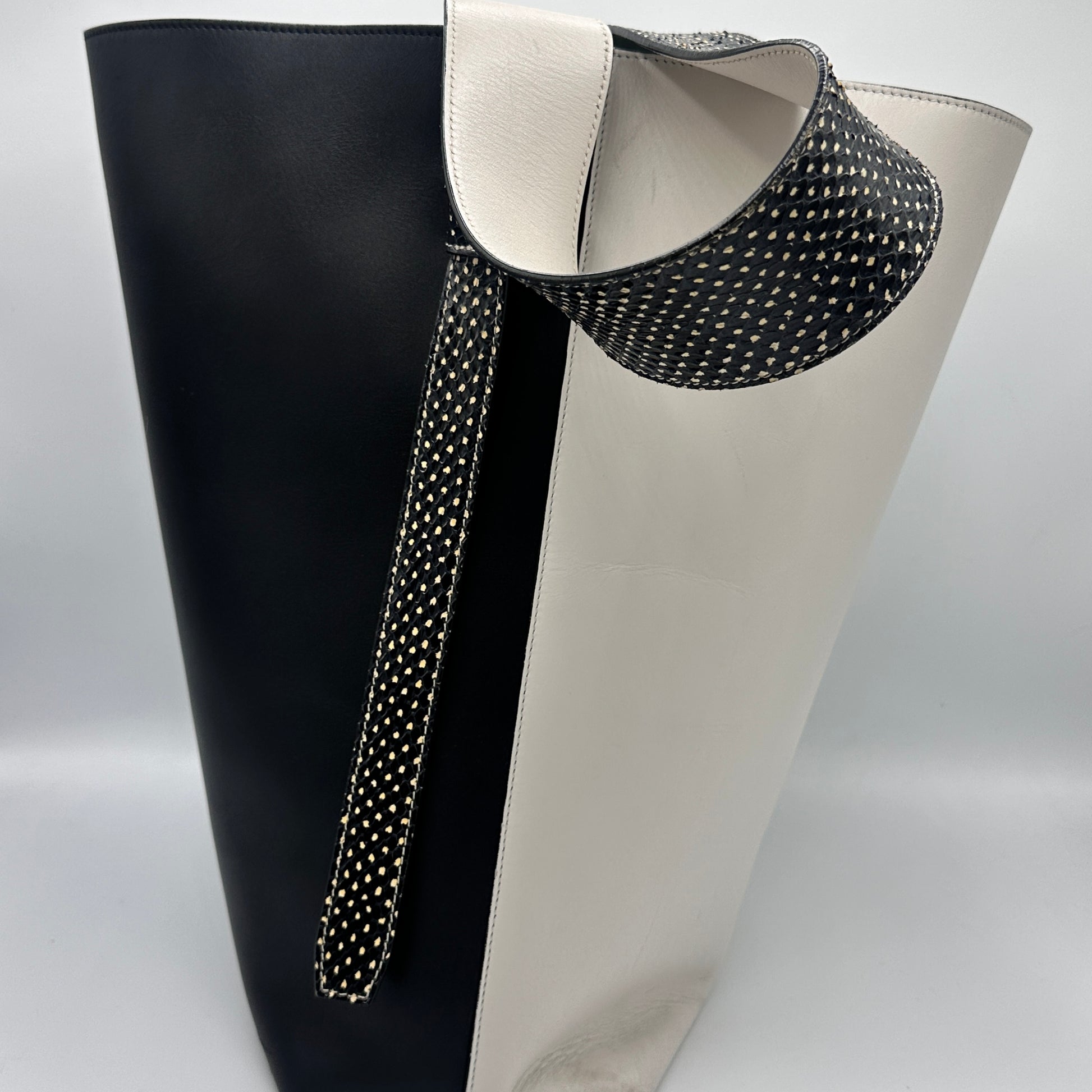 Twisted Cabas Tote Leather with Python Small