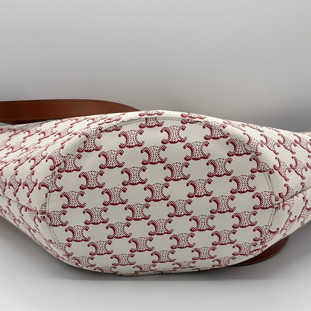 Calfskin Canvas Triomphe Large Couffin White