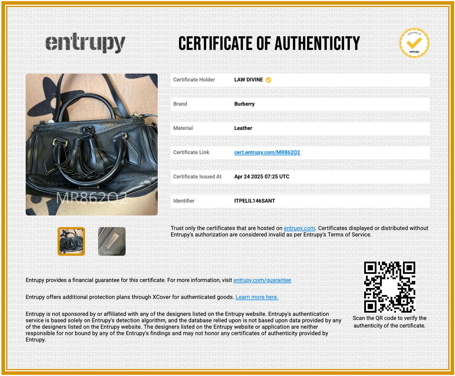 Burberry Black Brogue Leather Tassel Satchel