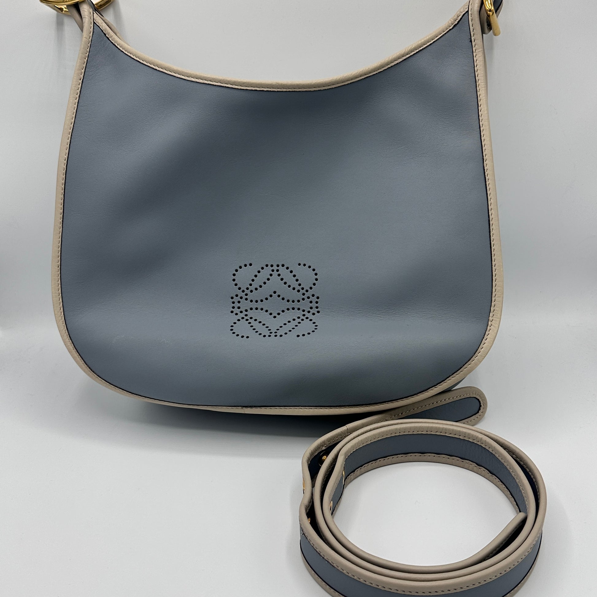 Sophia Anagram Sky Blue Leather Shoulder Bag