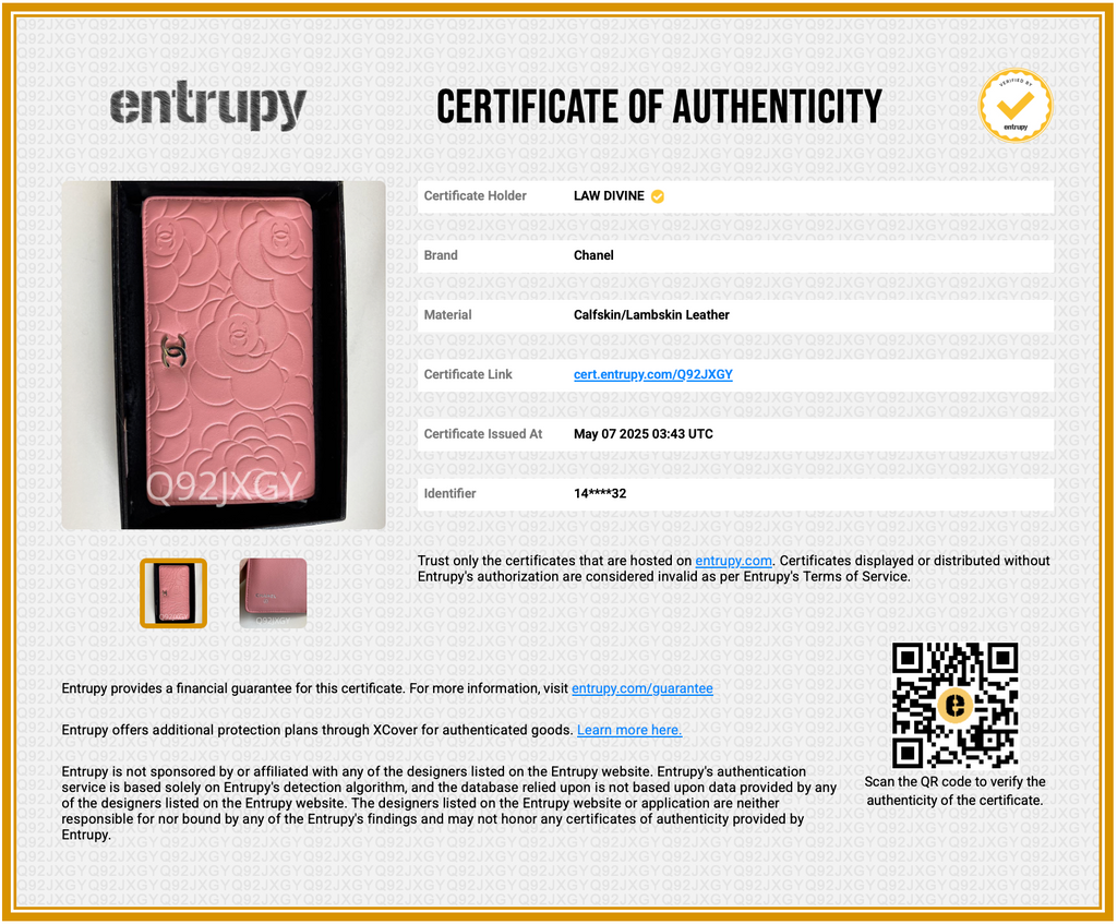 Wallet on Chain Camellia Lambskin