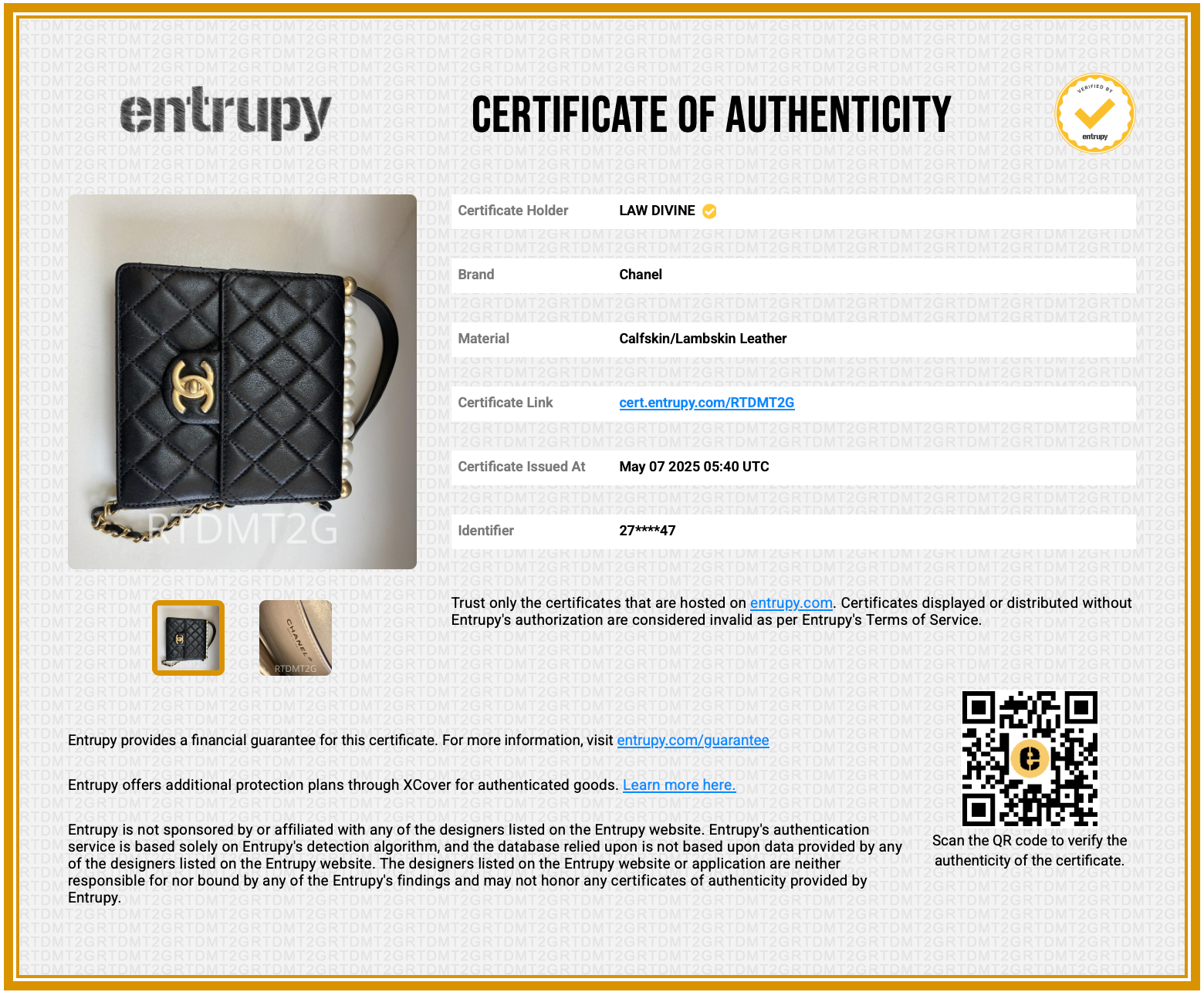 Pearl Chain Flap Bag Quilted Lambskin Small